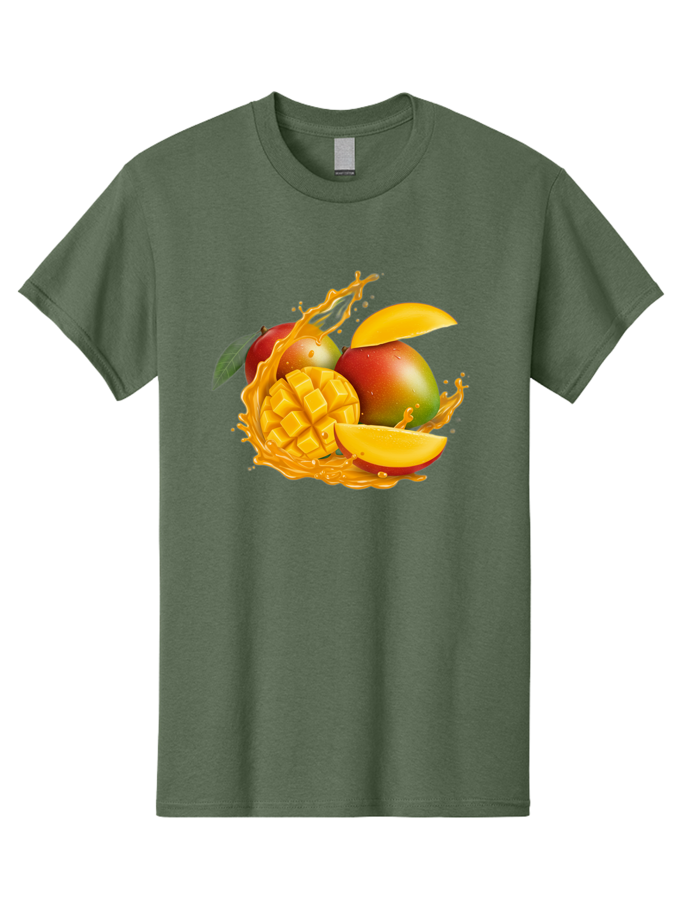 Mango-6 Men'S Graphic Tee, 100% Cotton, Comfortable Casual Summer Wear, Machine Washable, Juicy Mango, Mango Slices, Mango Chunks, Fresh Fruit, Tropical Fruit, Vibrant Colors, Splashing Juice, Mango Juice Bac133