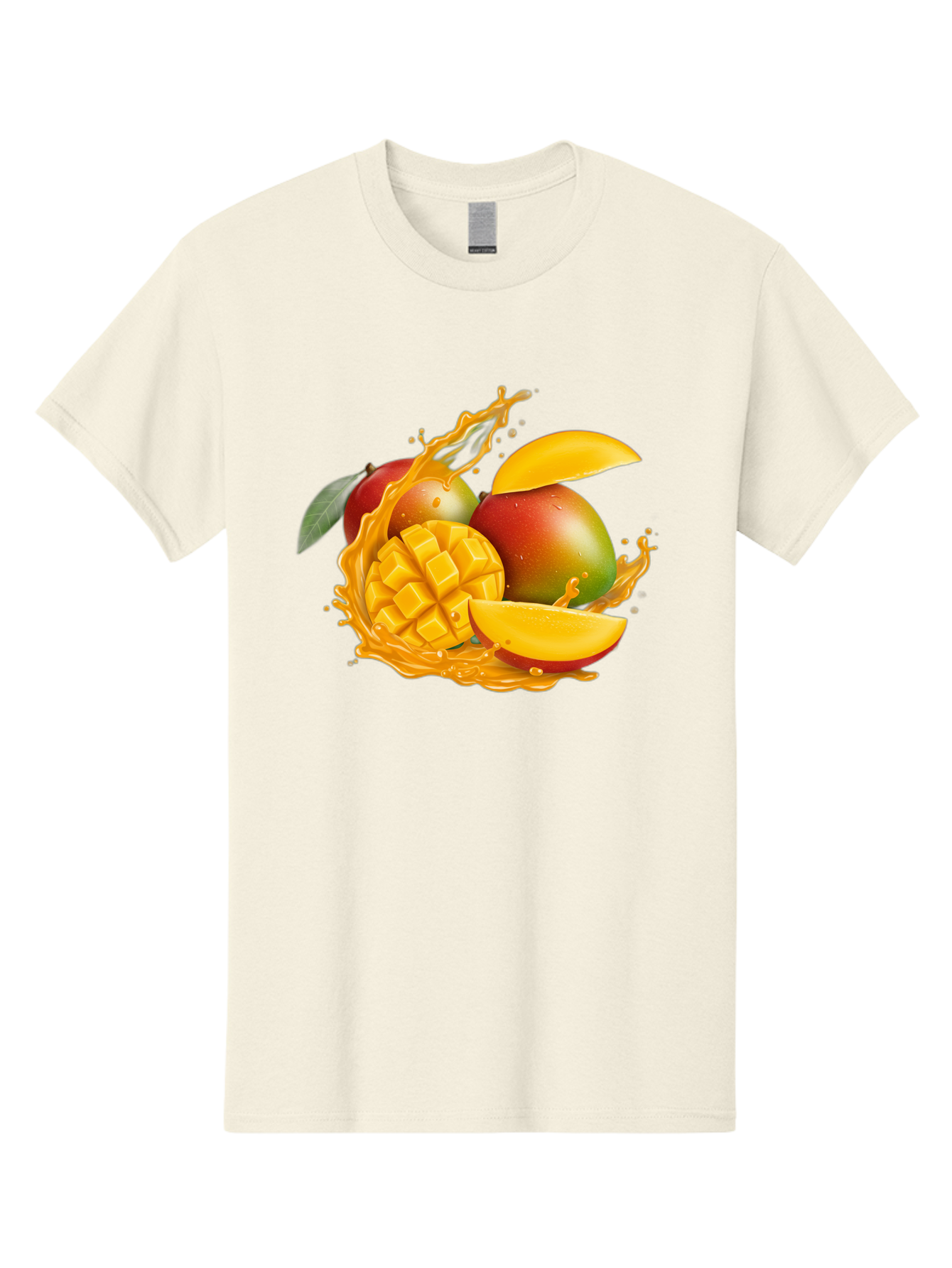 Mango-6 Men'S Graphic Tee, 100% Cotton, Comfortable Casual Summer Wear, Machine Washable, Juicy Mango, Mango Slices, Mango Chunks, Fresh Fruit, Tropical Fruit, Vibrant Colors, Splashing Juice, Mango Juice Bac133