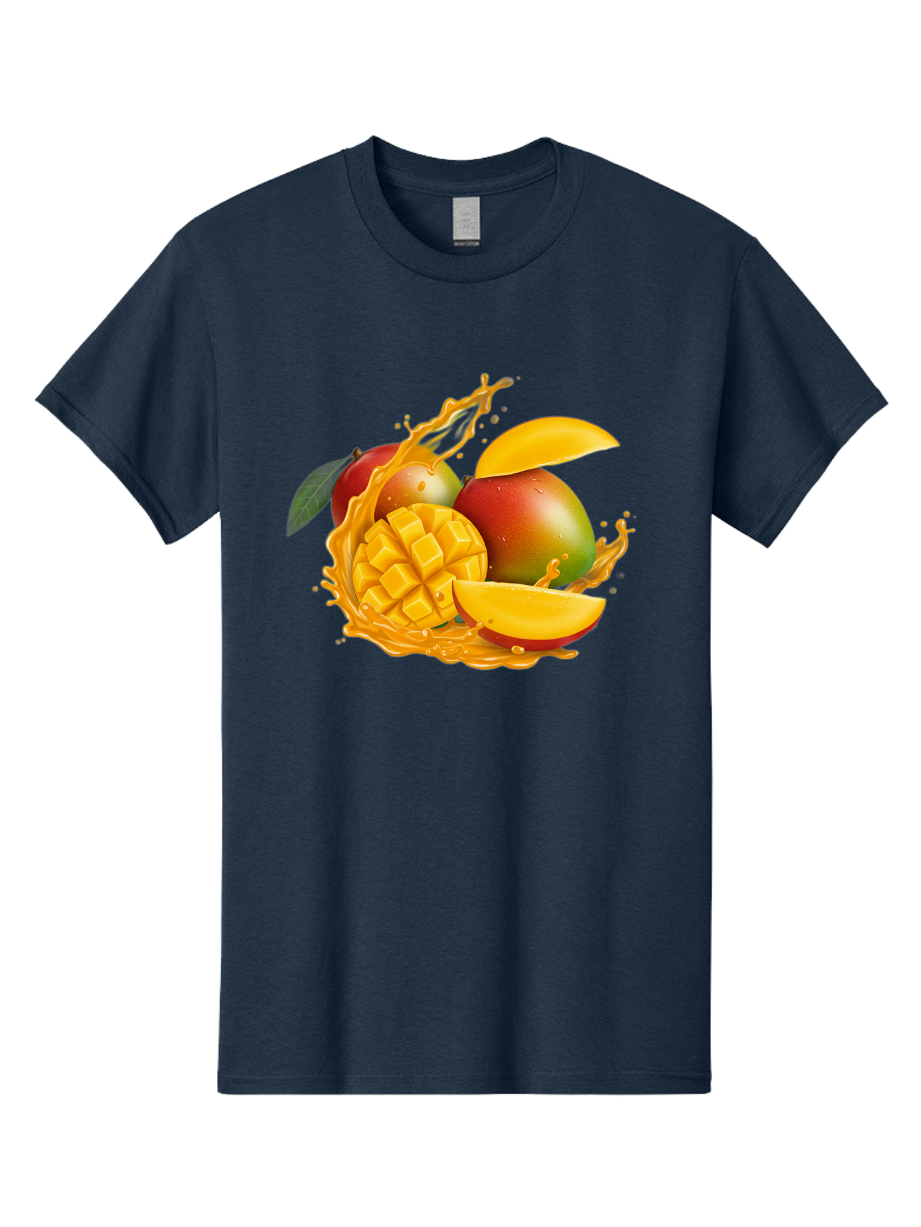 Mango-6 Men'S Graphic Tee, 100% Cotton, Comfortable Casual Summer Wear, Machine Washable, Juicy Mango, Mango Slices, Mango Chunks, Fresh Fruit, Tropical Fruit, Vibrant Colors, Splashing Juice, Mango Juice Bac133