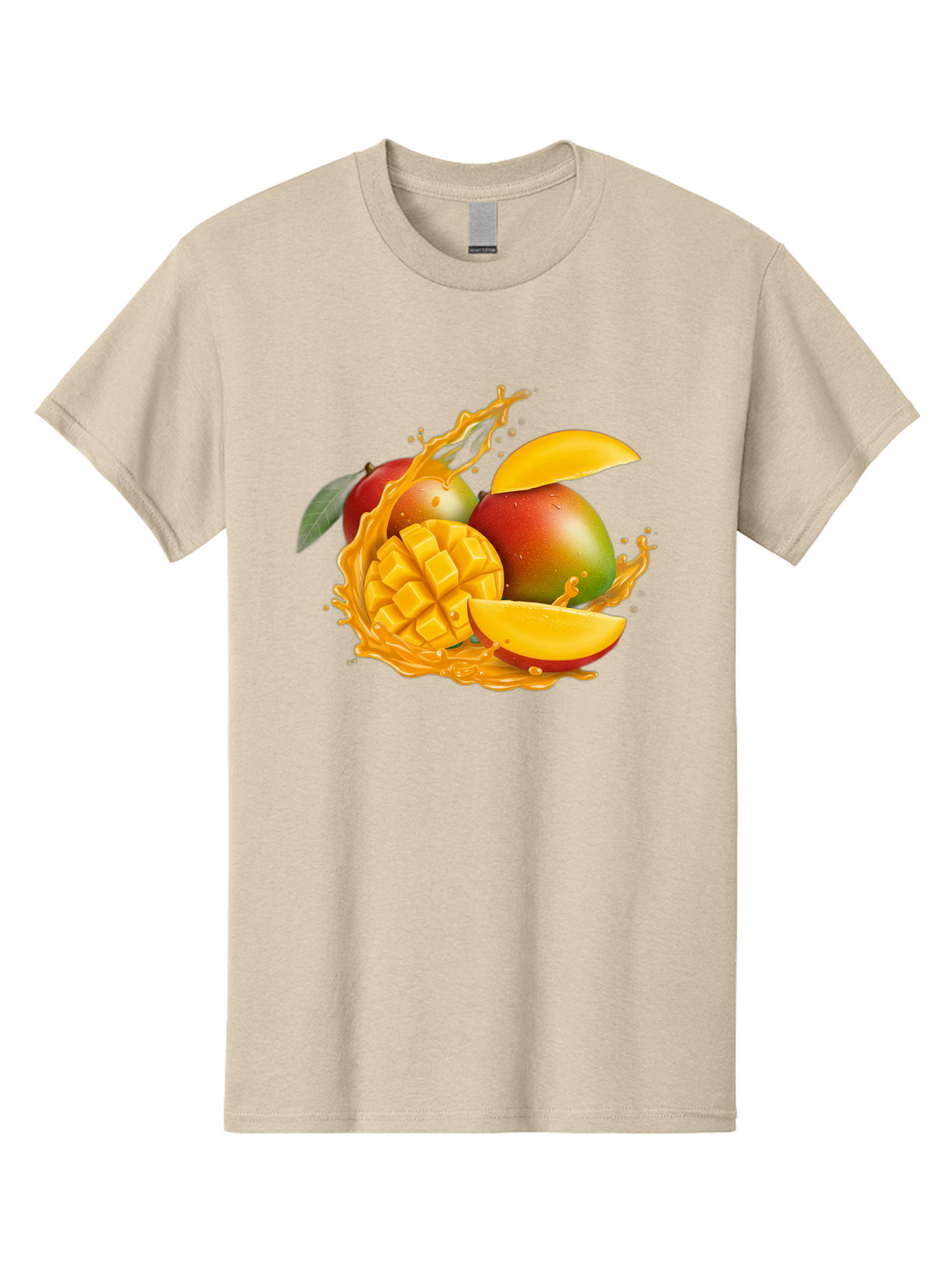 Mango-6 Men'S Graphic Tee, 100% Cotton, Comfortable Casual Summer Wear, Machine Washable, Juicy Mango, Mango Slices, Mango Chunks, Fresh Fruit, Tropical Fruit, Vibrant Colors, Splashing Juice, Mango Juice Bac133