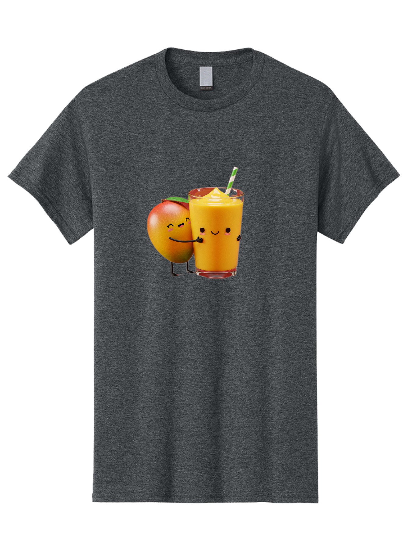 Mango-And-Smoothie Men'S Graphic Tee, 100% Cotton, Comfortable Casual Summer Wear, Machine Washable, Mango Smoothie, Mango Characters, Funny Illustration, Healthy Drink, Cartoon Fruit, Refreshing Beverage, Orange Juice, Happy Face, Bac134