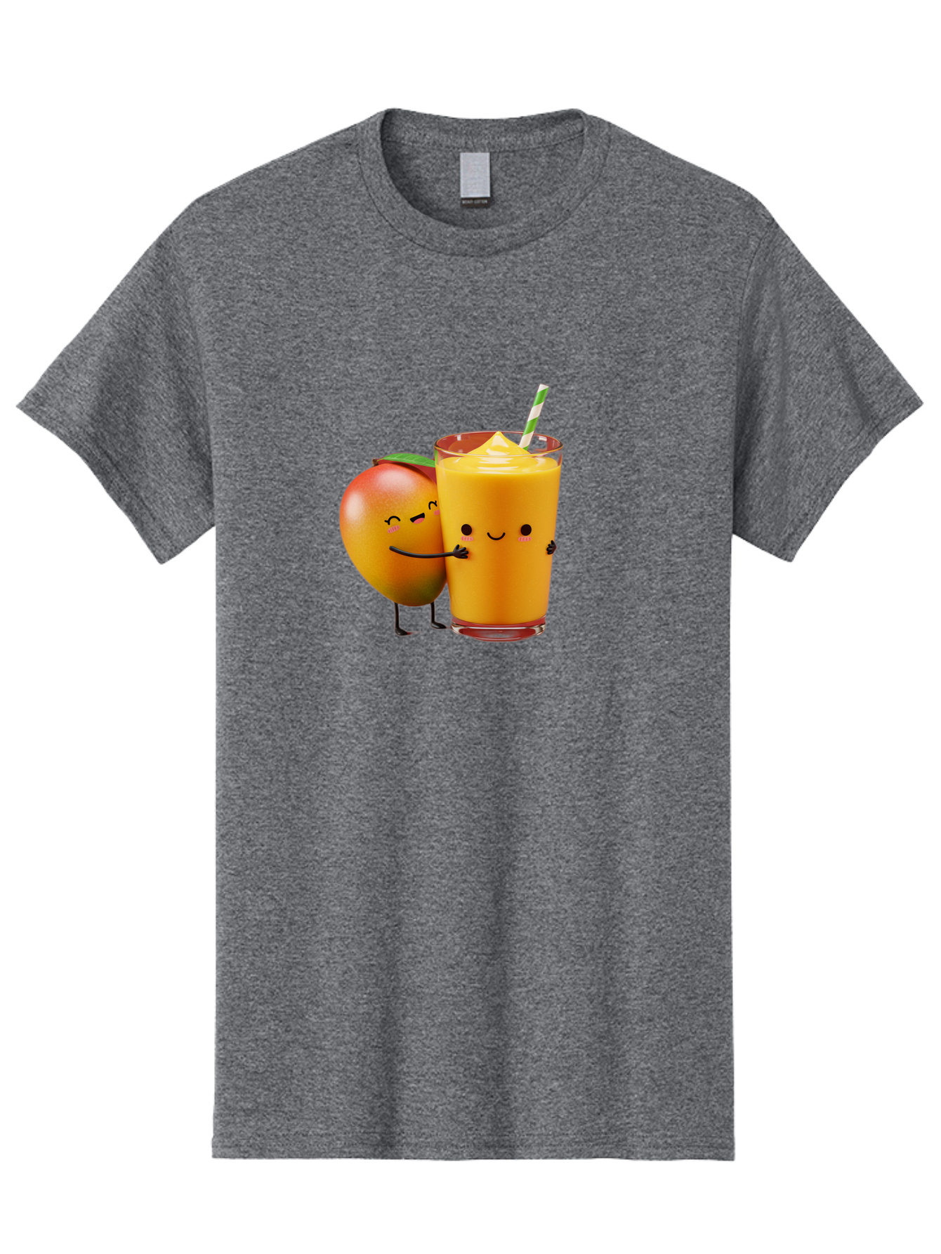 Mango-And-Smoothie Men'S Graphic Tee, 100% Cotton, Comfortable Casual Summer Wear, Machine Washable, Mango Smoothie, Mango Characters, Funny Illustration, Healthy Drink, Cartoon Fruit, Refreshing Beverage, Orange Juice, Happy Face, Bac134