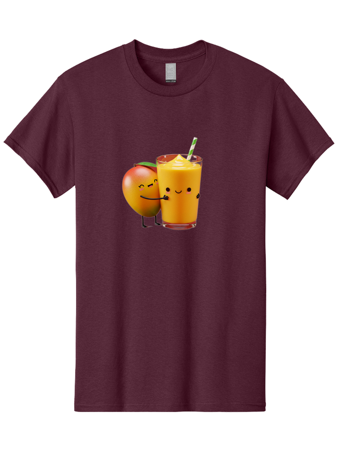 Mango-And-Smoothie Men'S Graphic Tee, 100% Cotton, Comfortable Casual Summer Wear, Machine Washable, Mango Smoothie, Mango Characters, Funny Illustration, Healthy Drink, Cartoon Fruit, Refreshing Beverage, Orange Juice, Happy Face, Bac134