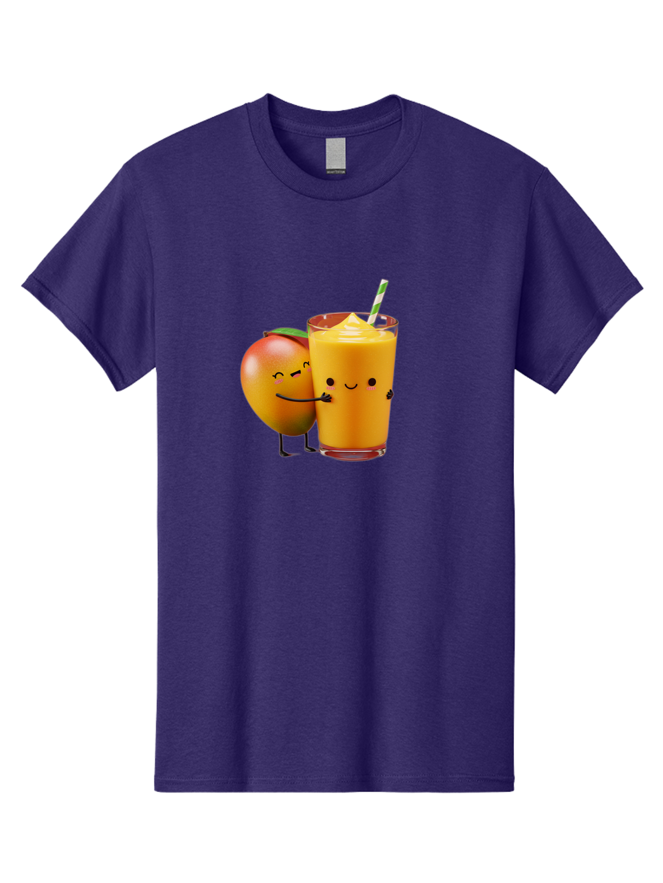 Mango-And-Smoothie Men'S Graphic Tee, 100% Cotton, Comfortable Casual Summer Wear, Machine Washable, Mango Smoothie, Mango Characters, Funny Illustration, Healthy Drink, Cartoon Fruit, Refreshing Beverage, Orange Juice, Happy Face, Bac134