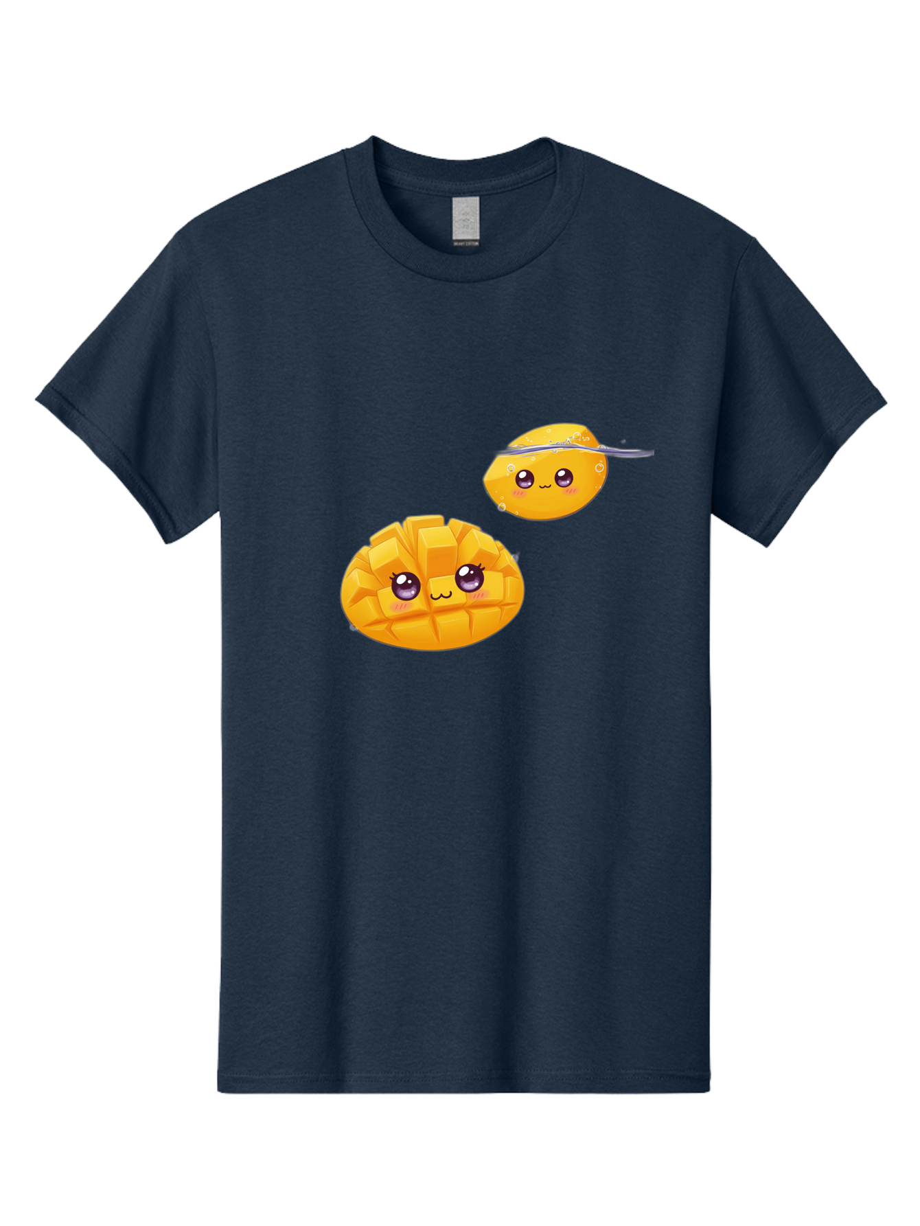 Mango-Characters Men'S Graphic Tee, 100% Cotton, Comfortable Casual Summer Wear, Machine Washable, Cartoon Mangoes, Cute Fruit, Kawaii Characters, Smiling Faces, Playful Illustration, Adorable Graphics, Tropical Fruit, Fun Design Bac138