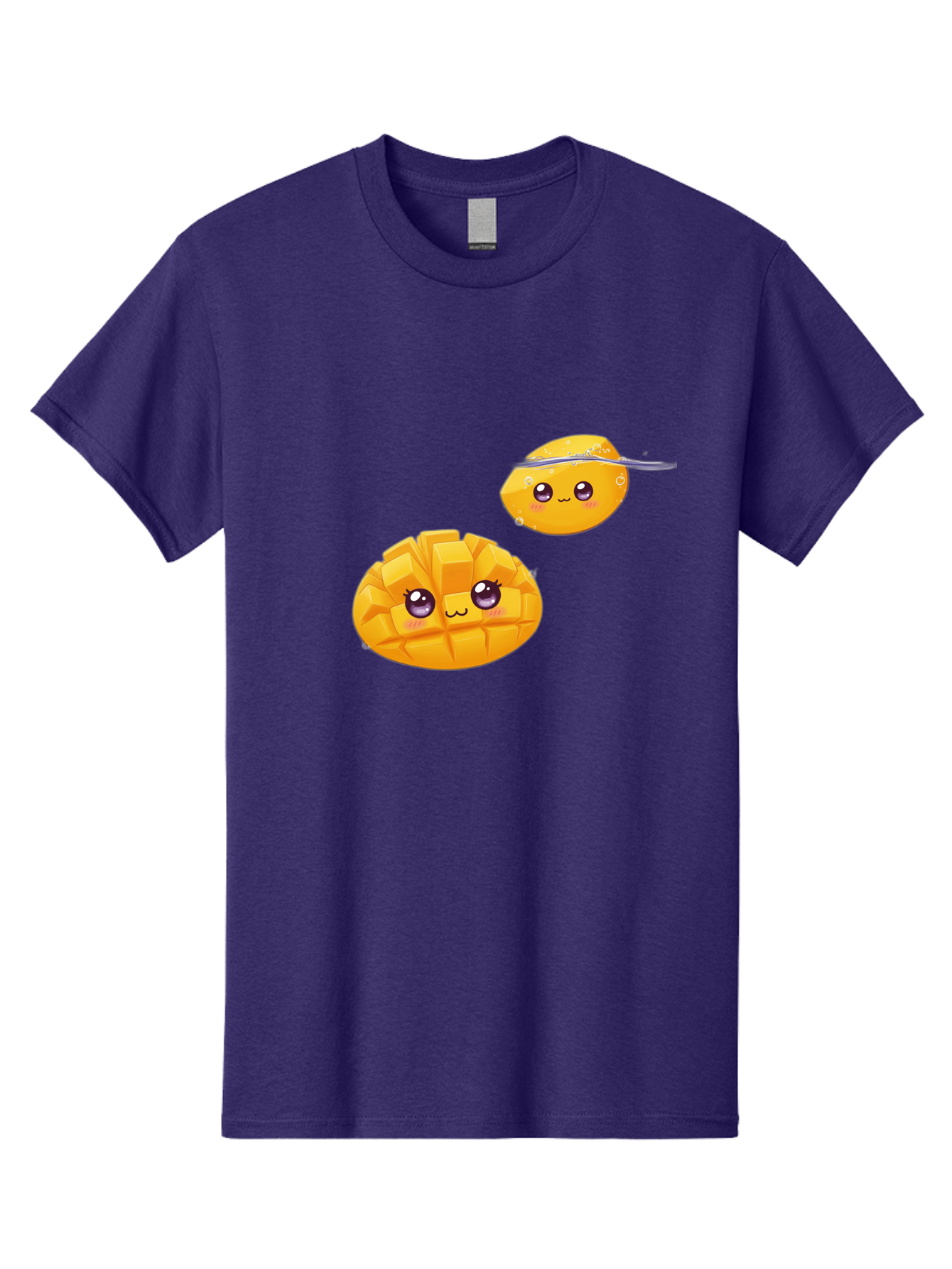 Mango-Characters Men'S Graphic Tee, 100% Cotton, Comfortable Casual Summer Wear, Machine Washable, Cartoon Mangoes, Cute Fruit, Kawaii Characters, Smiling Faces, Playful Illustration, Adorable Graphics, Tropical Fruit, Fun Design Bac138