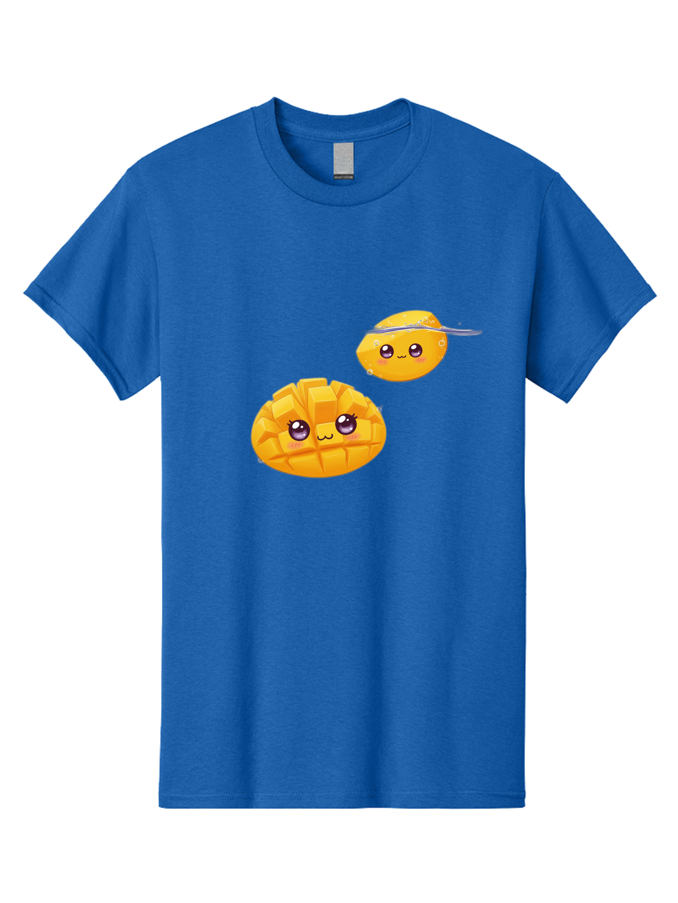 Mango-Characters Men'S Graphic Tee, 100% Cotton, Comfortable Casual Summer Wear, Machine Washable, Cartoon Mangoes, Cute Fruit, Kawaii Characters, Smiling Faces, Playful Illustration, Adorable Graphics, Tropical Fruit, Fun Design Bac138