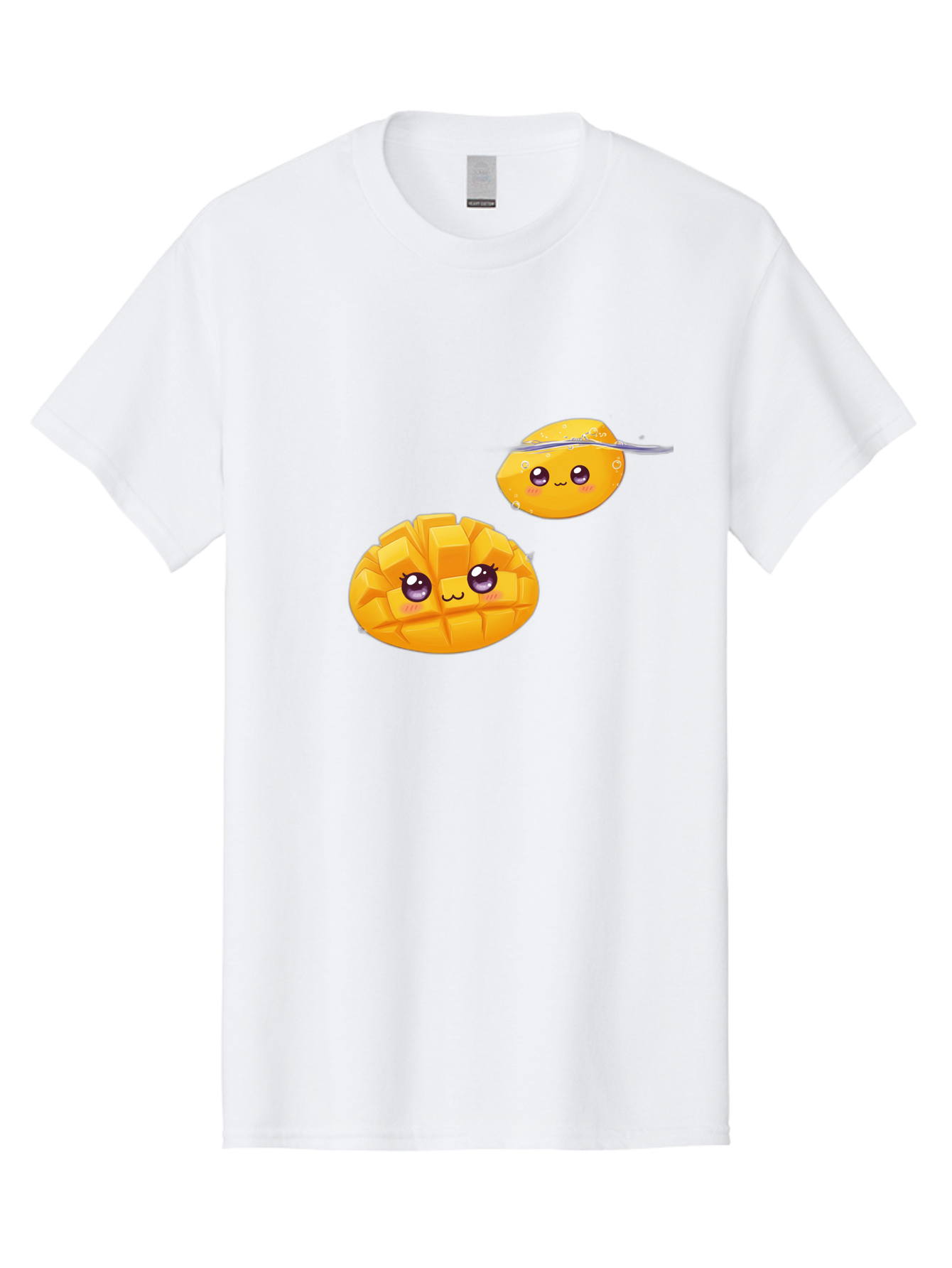 Mango-Characters Men'S Graphic Tee, 100% Cotton, Comfortable Casual Summer Wear, Machine Washable, Cartoon Mangoes, Cute Fruit, Kawaii Characters, Smiling Faces, Playful Illustration, Adorable Graphics, Tropical Fruit, Fun Design Bac138