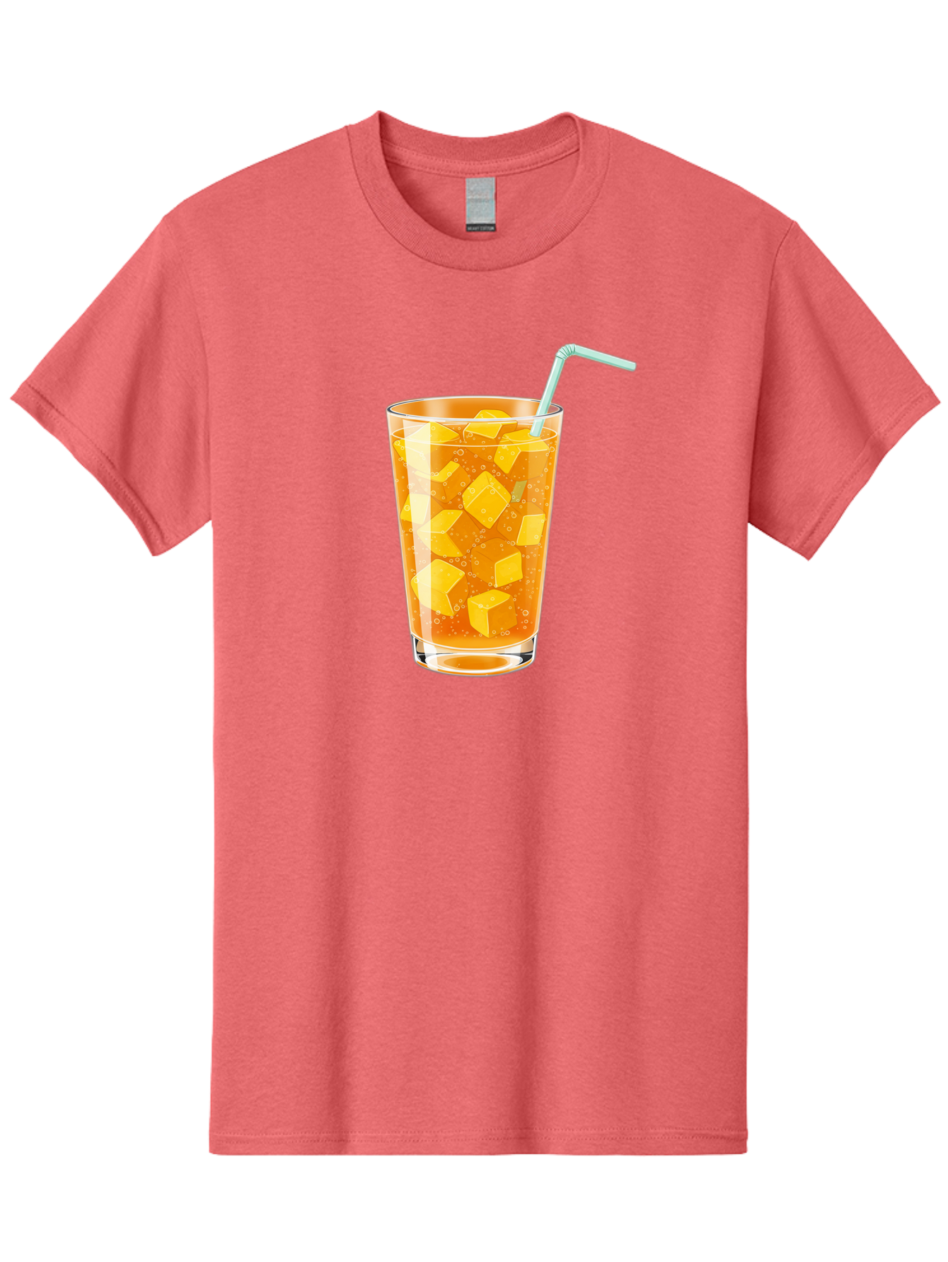 Mango-Drink Men'S Graphic Tee, 100% Cotton, Comfortable Casual Summer Wear, Machine Washable, Mango Juice, Refreshing Drink, Cold Beverage, Fruit Cubes, Glass With Straw, Summer Drink, Healthy Drink, Mango Flavor, Fizzy Drink, Citrus Drink Bac141