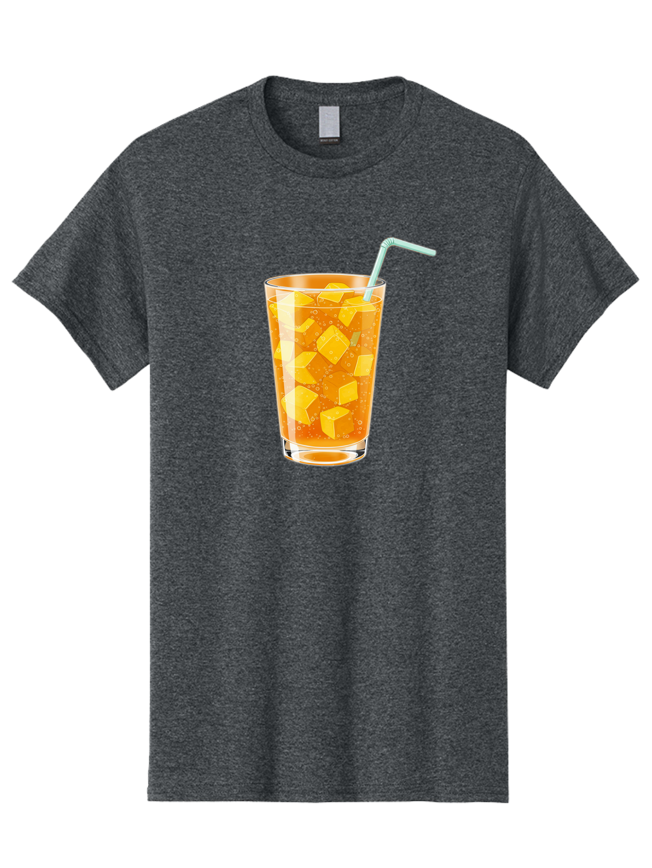 Mango-Drink Men'S Graphic Tee, 100% Cotton, Comfortable Casual Summer Wear, Machine Washable, Mango Juice, Refreshing Drink, Cold Beverage, Fruit Cubes, Glass With Straw, Summer Drink, Healthy Drink, Mango Flavor, Fizzy Drink, Citrus Drink Bac141