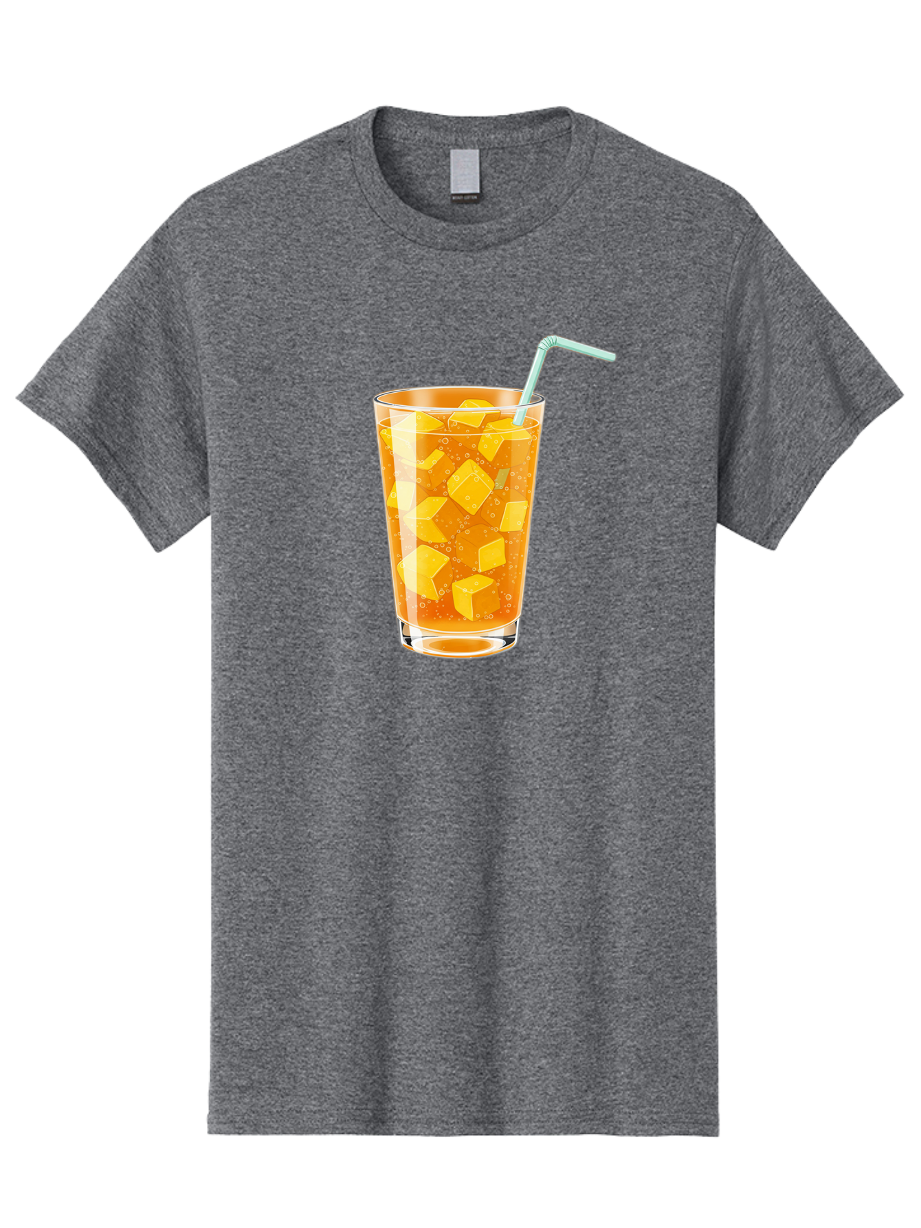 Mango-Drink Men'S Graphic Tee, 100% Cotton, Comfortable Casual Summer Wear, Machine Washable, Mango Juice, Refreshing Drink, Cold Beverage, Fruit Cubes, Glass With Straw, Summer Drink, Healthy Drink, Mango Flavor, Fizzy Drink, Citrus Drink Bac141