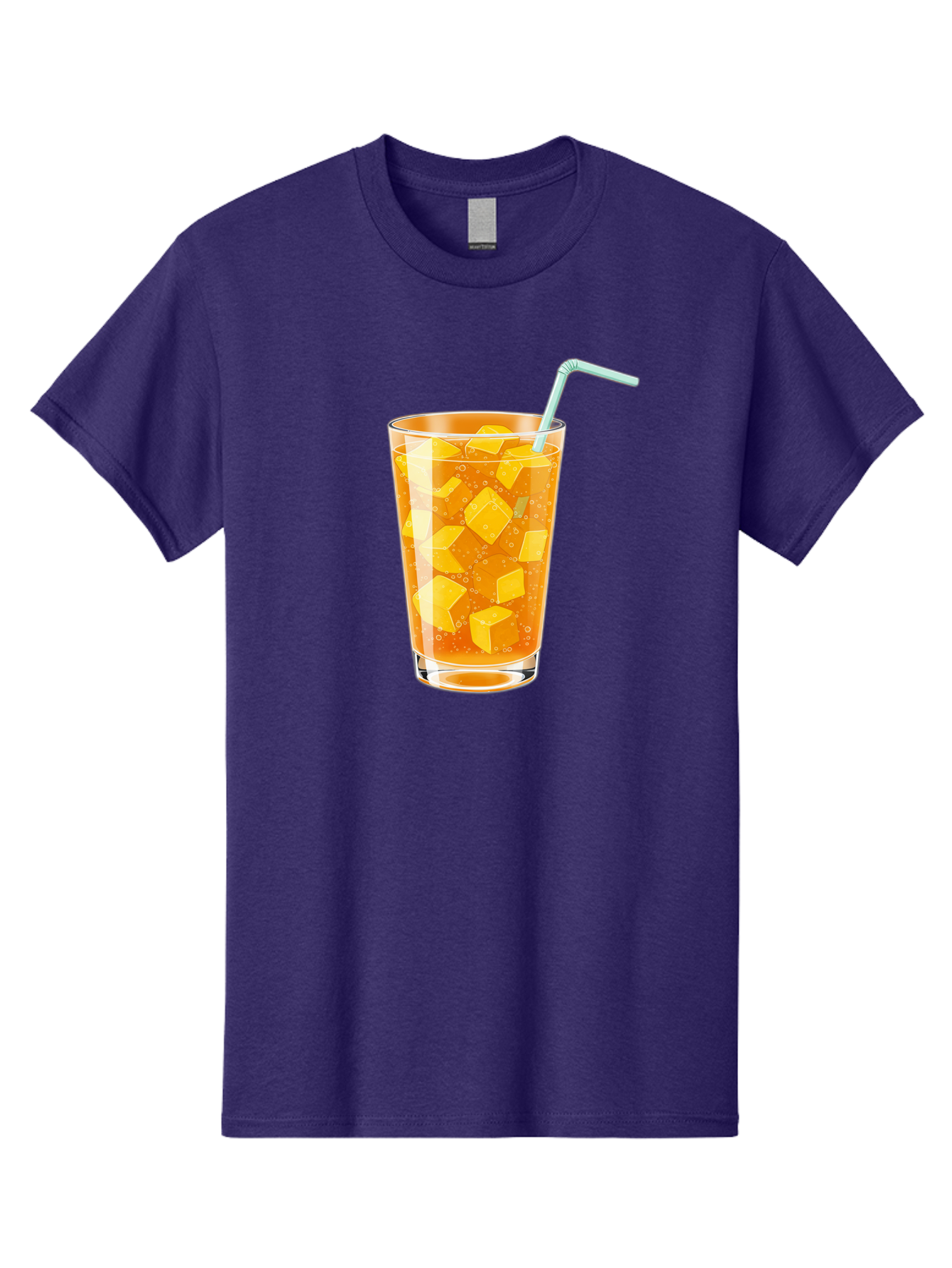 Mango-Drink Men'S Graphic Tee, 100% Cotton, Comfortable Casual Summer Wear, Machine Washable, Mango Juice, Refreshing Drink, Cold Beverage, Fruit Cubes, Glass With Straw, Summer Drink, Healthy Drink, Mango Flavor, Fizzy Drink, Citrus Drink Bac141