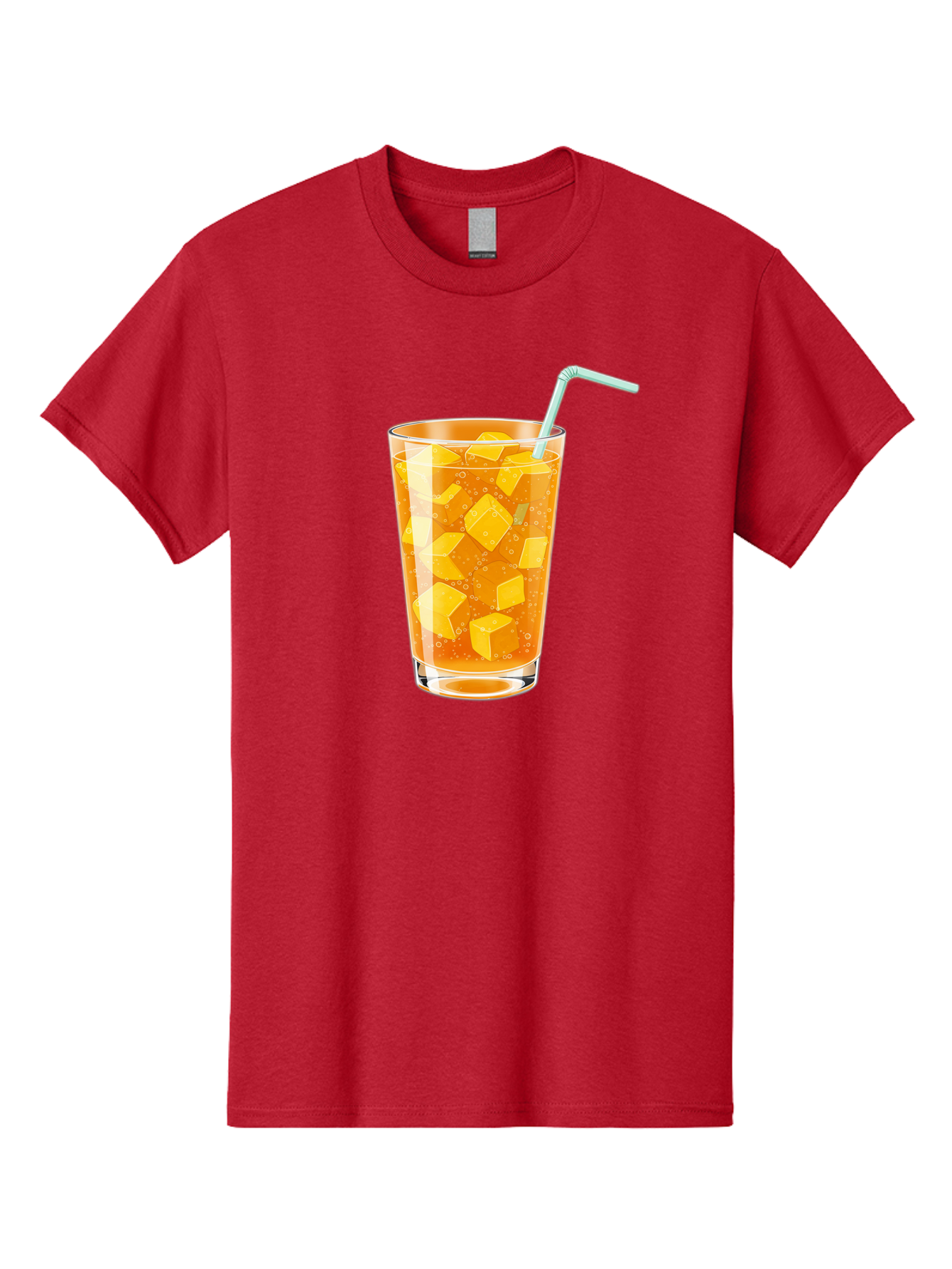 Mango-Drink Men'S Graphic Tee, 100% Cotton, Comfortable Casual Summer Wear, Machine Washable, Mango Juice, Refreshing Drink, Cold Beverage, Fruit Cubes, Glass With Straw, Summer Drink, Healthy Drink, Mango Flavor, Fizzy Drink, Citrus Drink Bac141