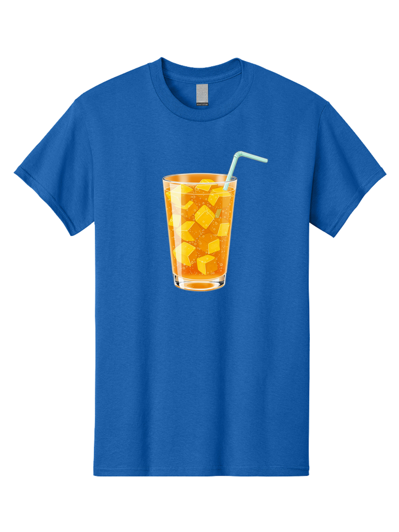 Mango-Drink Men'S Graphic Tee, 100% Cotton, Comfortable Casual Summer Wear, Machine Washable, Mango Juice, Refreshing Drink, Cold Beverage, Fruit Cubes, Glass With Straw, Summer Drink, Healthy Drink, Mango Flavor, Fizzy Drink, Citrus Drink Bac141