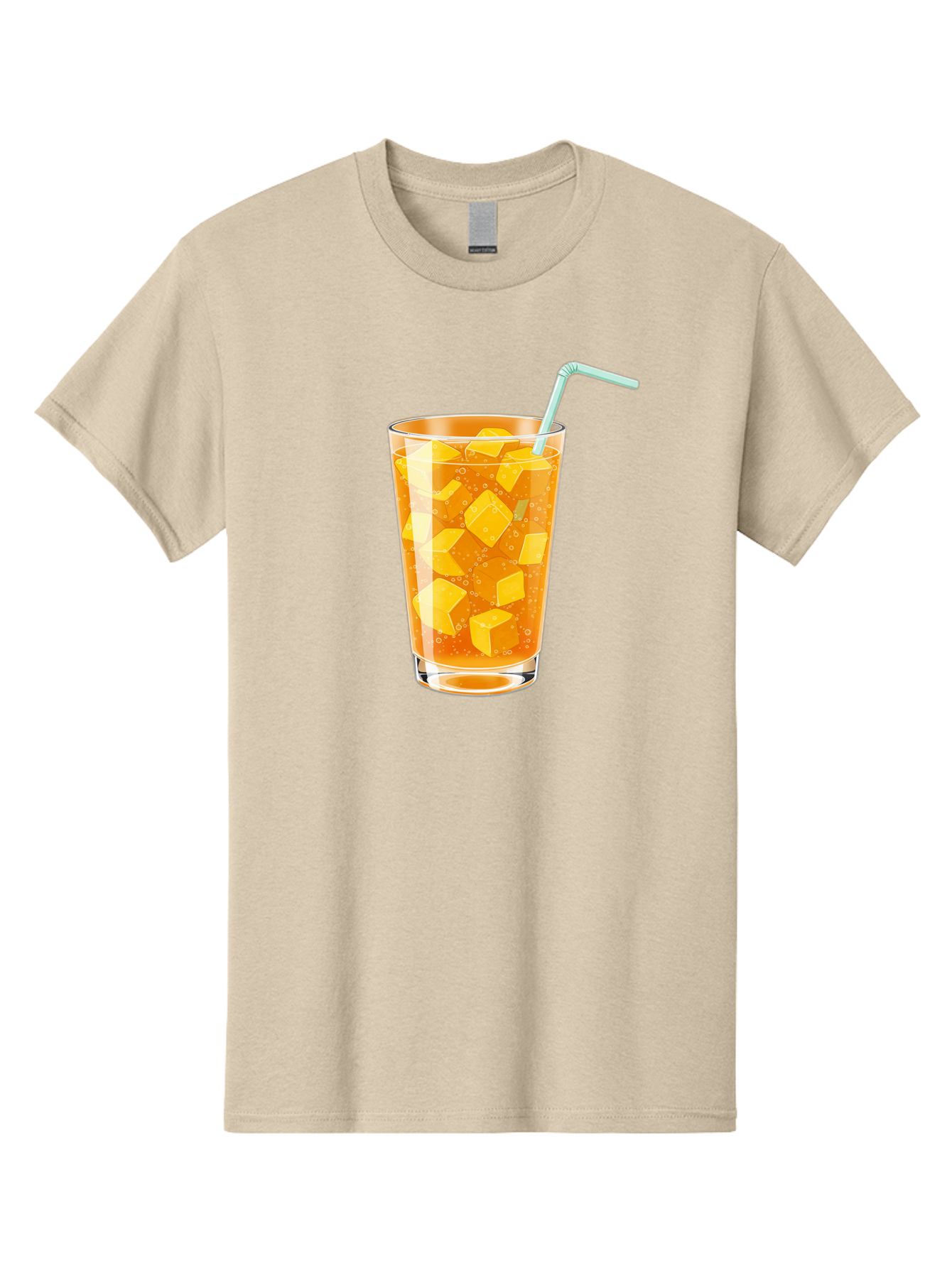 Mango-Drink Men'S Graphic Tee, 100% Cotton, Comfortable Casual Summer Wear, Machine Washable, Mango Juice, Refreshing Drink, Cold Beverage, Fruit Cubes, Glass With Straw, Summer Drink, Healthy Drink, Mango Flavor, Fizzy Drink, Citrus Drink Bac141
