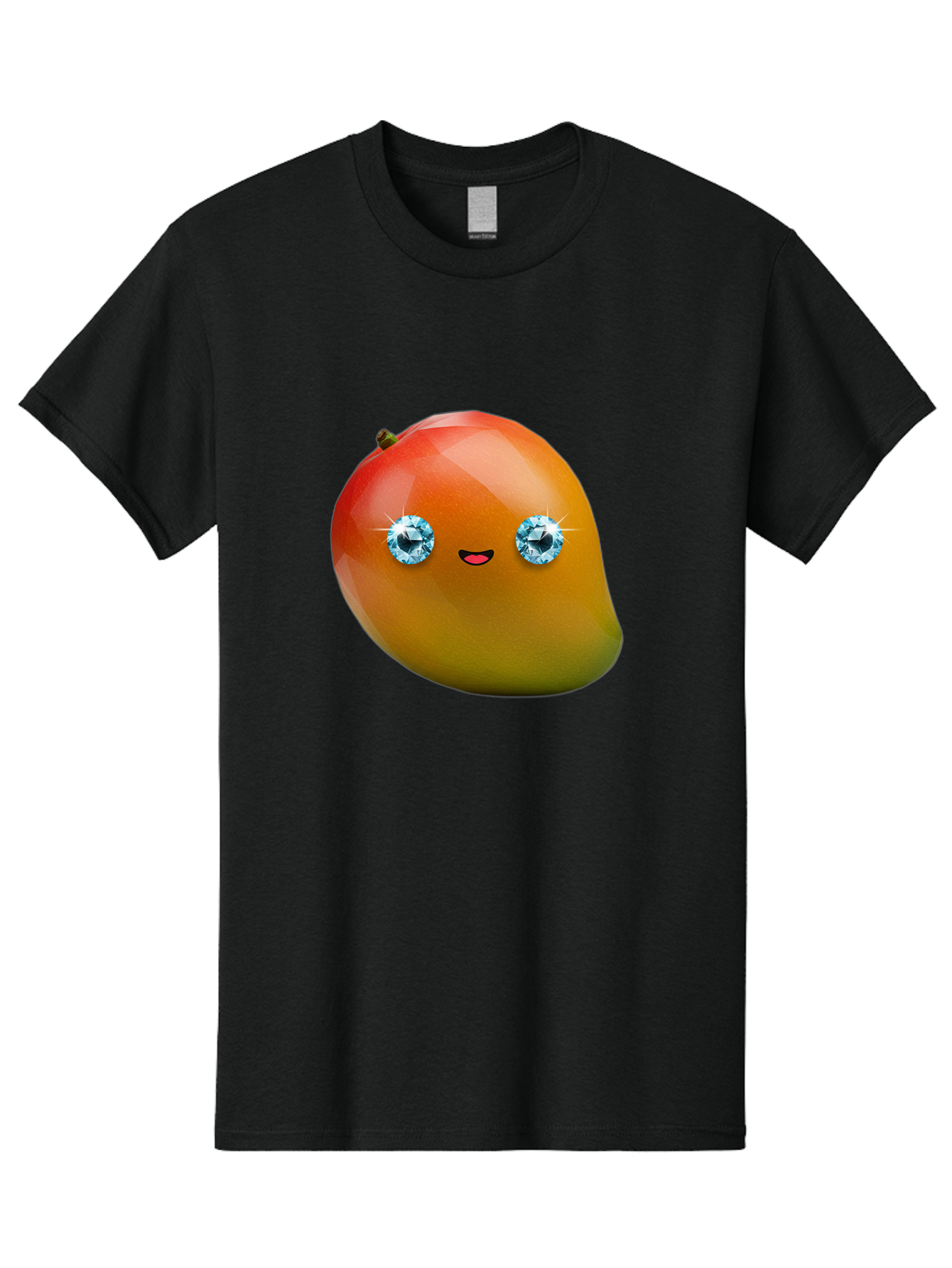 Mango-Eyes Men'S Graphic Tee, 100% Cotton, Comfortable Casual Summer Wear, Machine Washable, Mango Fruit, Diamond Eyes, Cartoon Character, Shiny Mango, Cute Fruit, Smiling Face, Vibrant Colors, Luxury Fruit, Exotic Charm Bac143