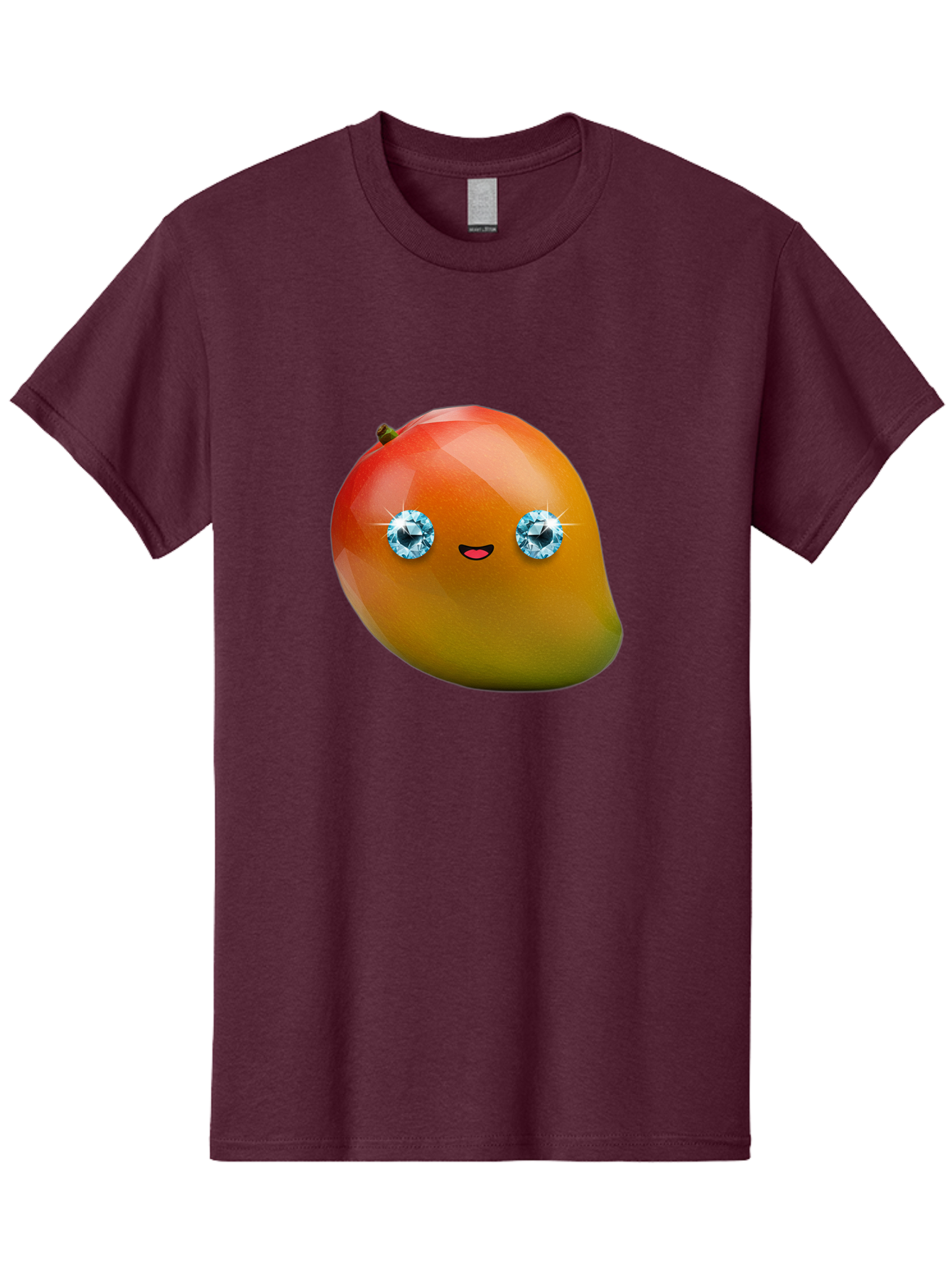 Mango-Eyes Men'S Graphic Tee, 100% Cotton, Comfortable Casual Summer Wear, Machine Washable, Mango Fruit, Diamond Eyes, Cartoon Character, Shiny Mango, Cute Fruit, Smiling Face, Vibrant Colors, Luxury Fruit, Exotic Charm Bac143