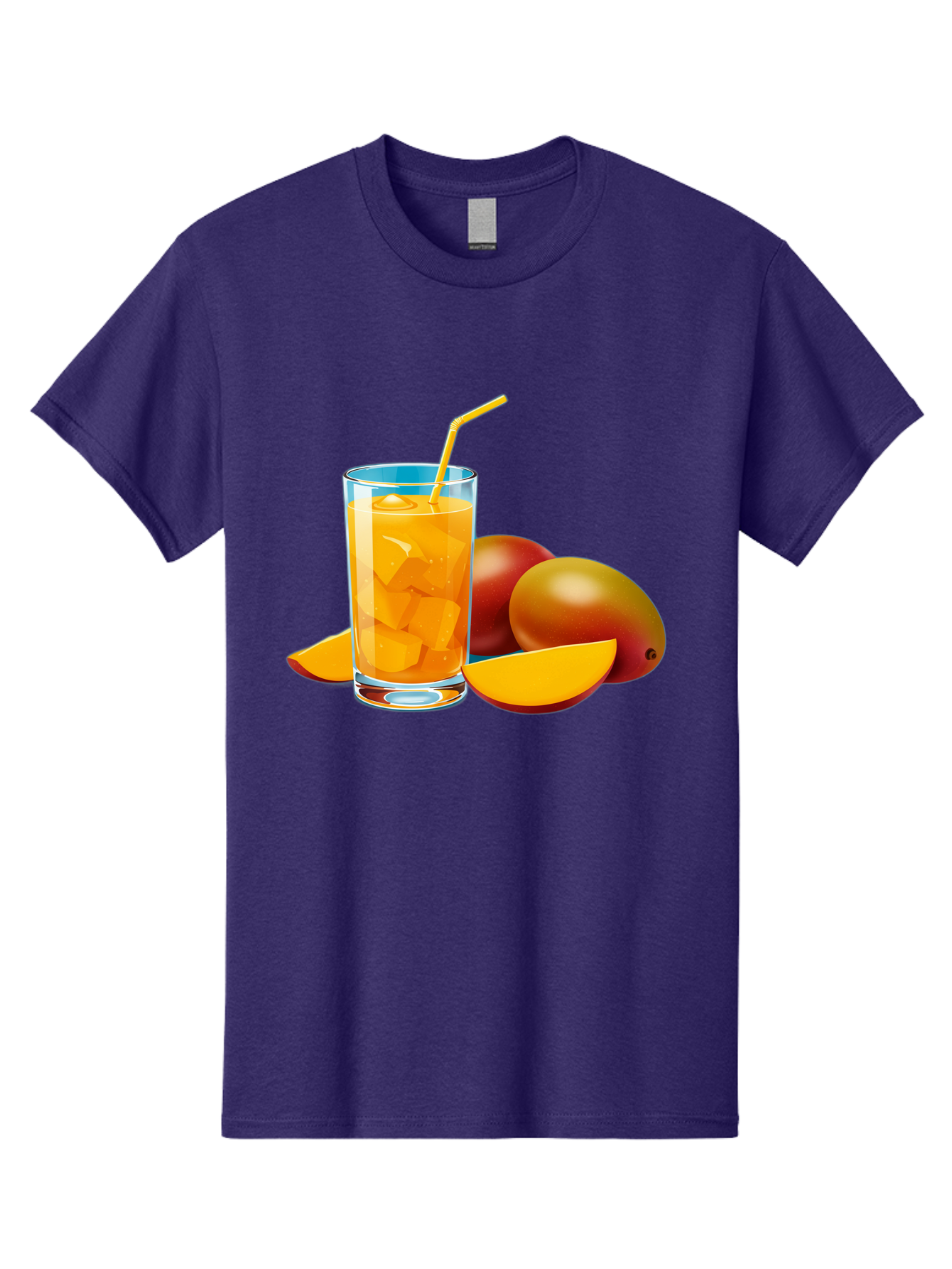 Mango-Juice-2 Men'S Graphic Tee, 100% Cotton, Comfortable Casual Summer Wear, Machine Washable, Mango Juice, Refreshing Drink, Cold Beverage, Tropical Fruit, Mango Chunks, Yellow Straw, Red Mango, Sliced Mango, Summer Drink Bac146
