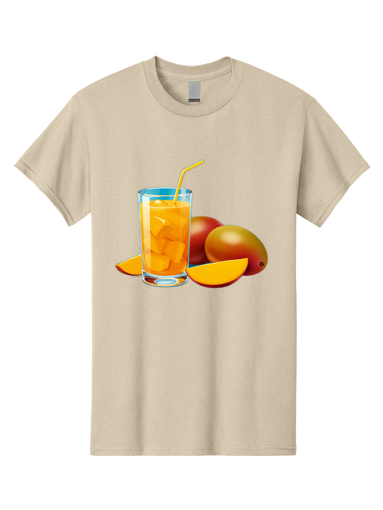 Mango-Juice-2 Men'S Graphic Tee, 100% Cotton, Comfortable Casual Summer Wear, Machine Washable, Mango Juice, Refreshing Drink, Cold Beverage, Tropical Fruit, Mango Chunks, Yellow Straw, Red Mango, Sliced Mango, Summer Drink Bac146