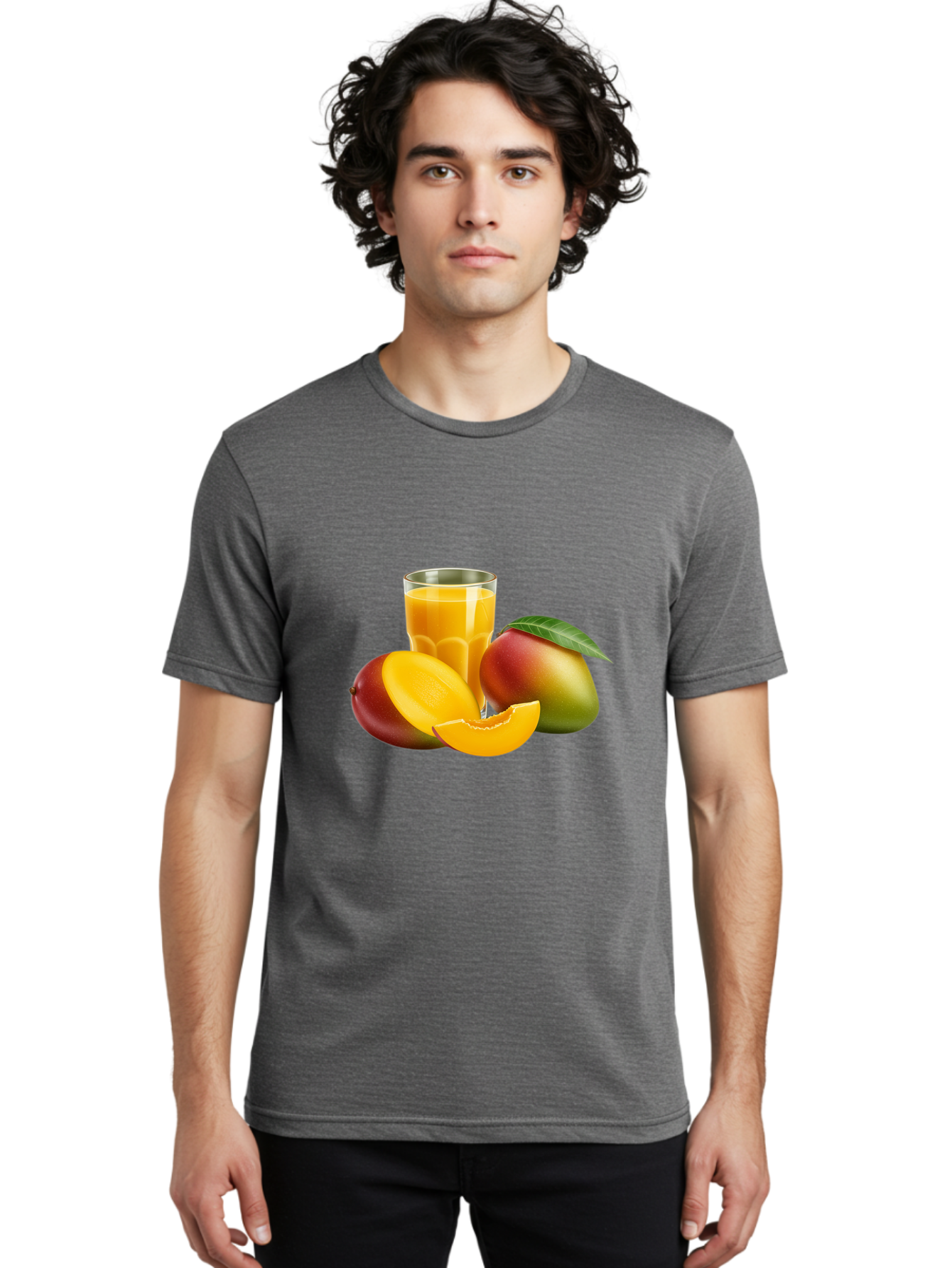 Mango-Juice-5 Men'S Graphic Tee, 100% Cotton, Comfortable Casual Summer Wear, Machine Washable, Fresh Mango, Mango Juice, Tropical Flavors, Refreshing Drink, Healthy Beverage, Sliced Mango, Whole Mango, Fruit Juice, Natural Ingredients, Bac149