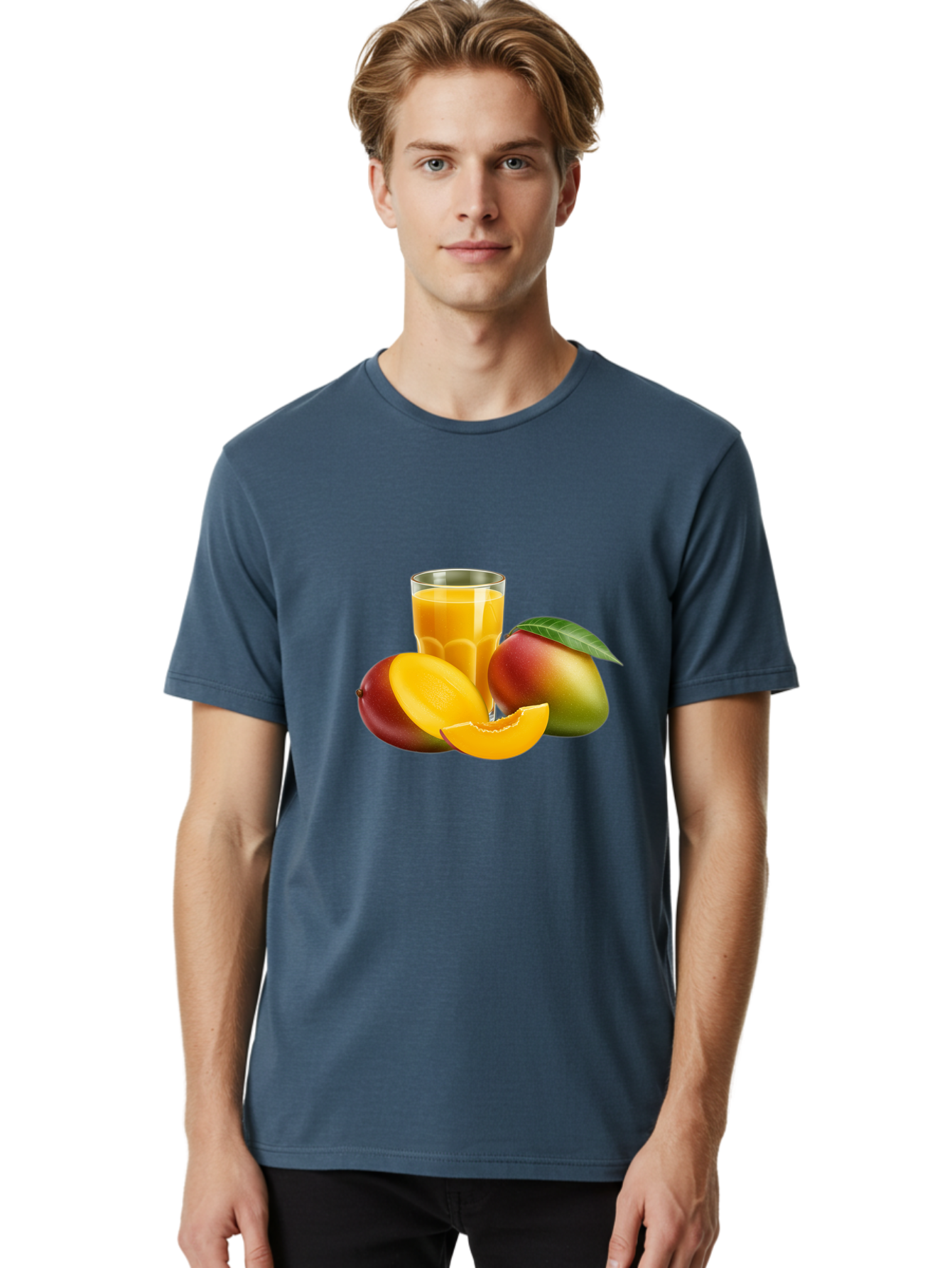 Mango-Juice-5 Men'S Graphic Tee, 100% Cotton, Comfortable Casual Summer Wear, Machine Washable, Fresh Mango, Mango Juice, Tropical Flavors, Refreshing Drink, Healthy Beverage, Sliced Mango, Whole Mango, Fruit Juice, Natural Ingredients, Bac149