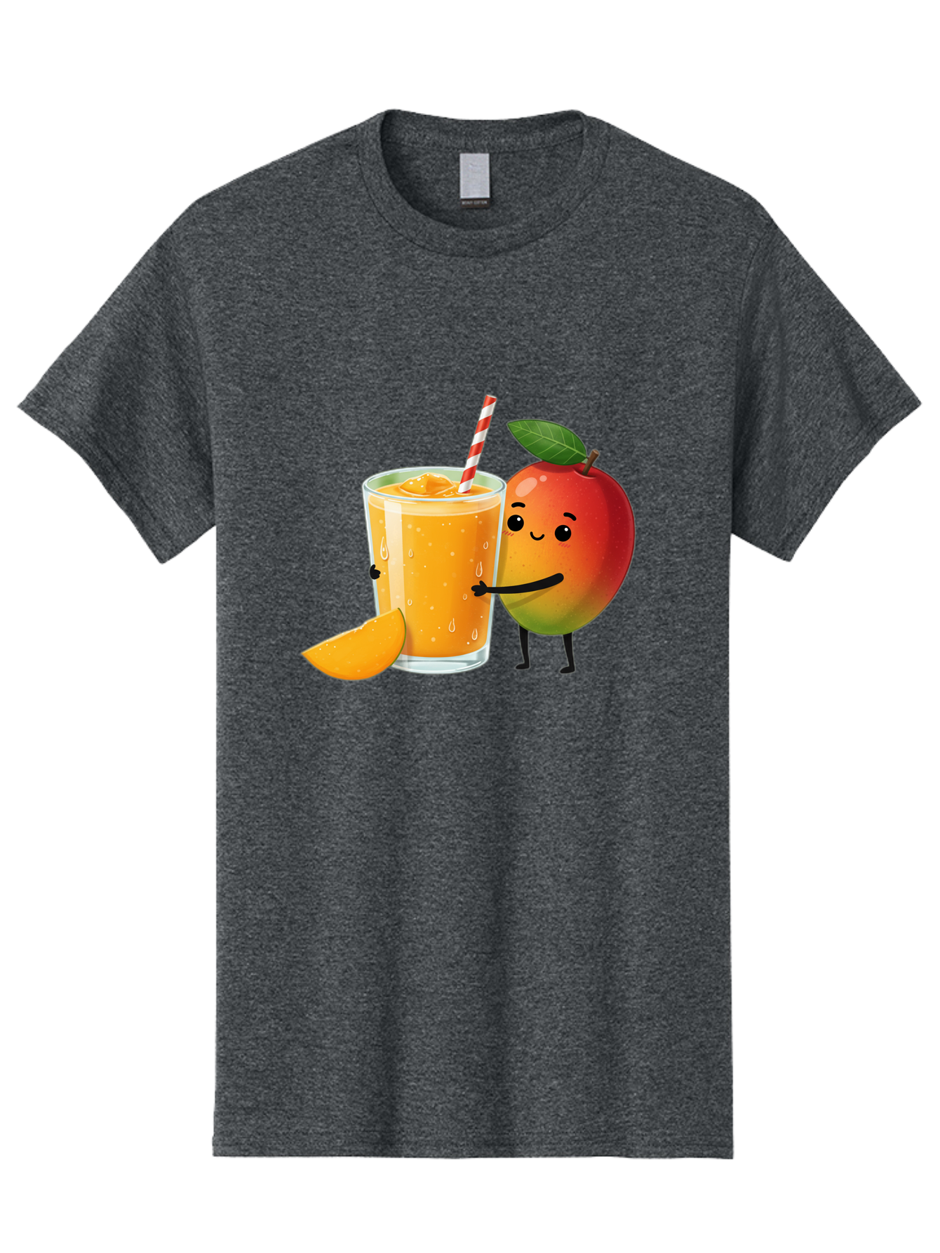 Mango-Juice Men'S Graphic Tee, 100% Cotton, Comfortable Casual Summer Wear, Machine Washable, Mango Juice, Cartoon Characters, Orange Juice, Fruit Juice, Healthy Drink, Refreshing Beverage, Smiling Mango, Cute Character, Orange Drink Bac150