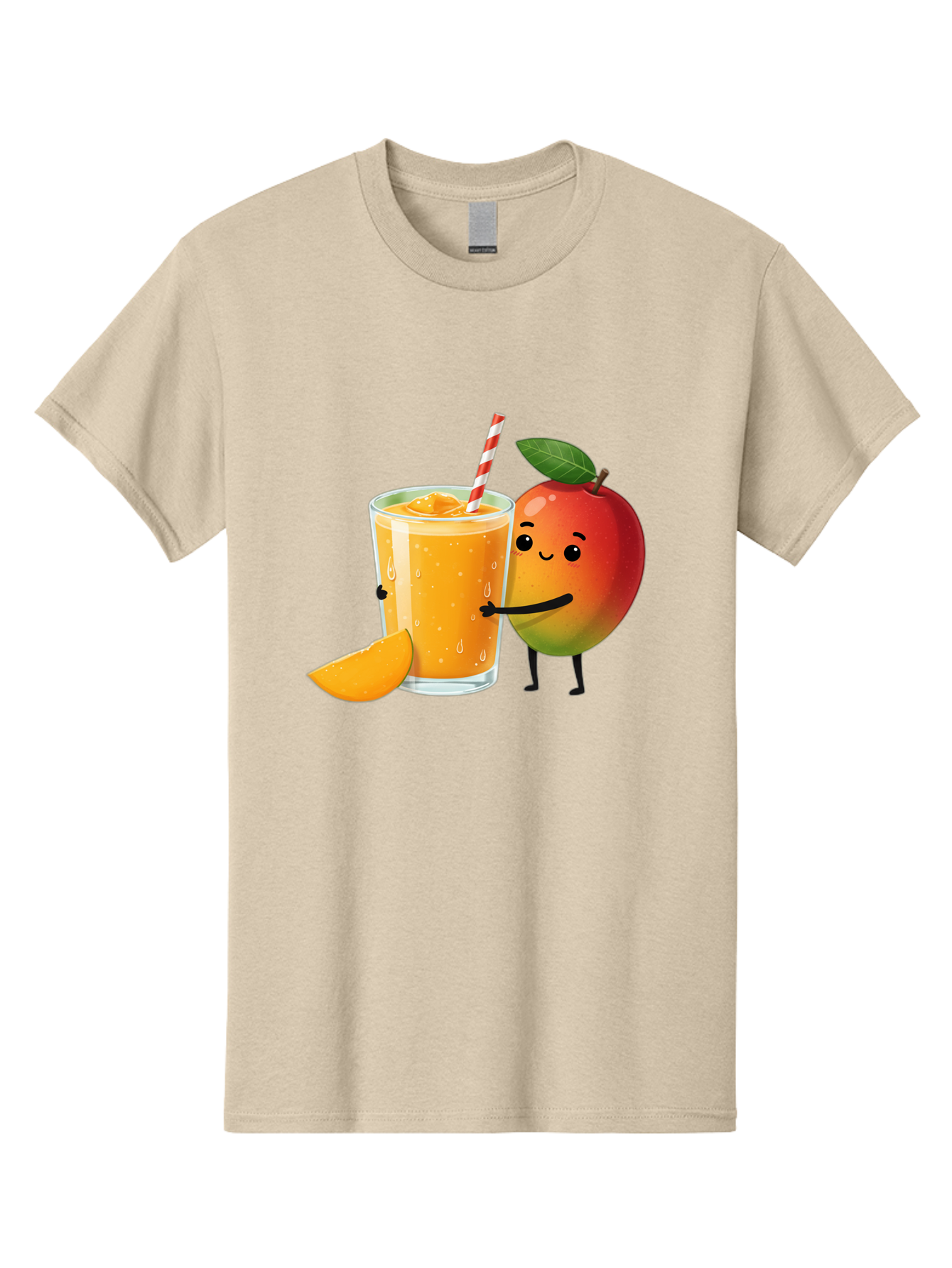Mango-Juice Men'S Graphic Tee, 100% Cotton, Comfortable Casual Summer Wear, Machine Washable, Mango Juice, Cartoon Characters, Orange Juice, Fruit Juice, Healthy Drink, Refreshing Beverage, Smiling Mango, Cute Character, Orange Drink Bac150