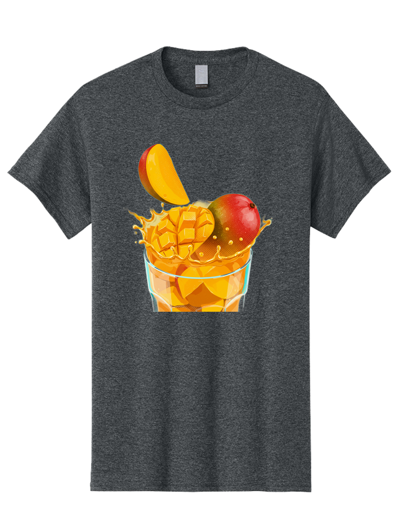 Mango-Smoothie-6 Men'S Graphic Tee, 100% Cotton, Comfortable Casual Summer Wear, Machine Washable, Fresh Mango, Mango Juice, Sliced Mango, Fruit Salad, Summer Drink, Fresh Fruit, Healthy Beverage, Tropical Flavors, Mango Chunks, Bac158