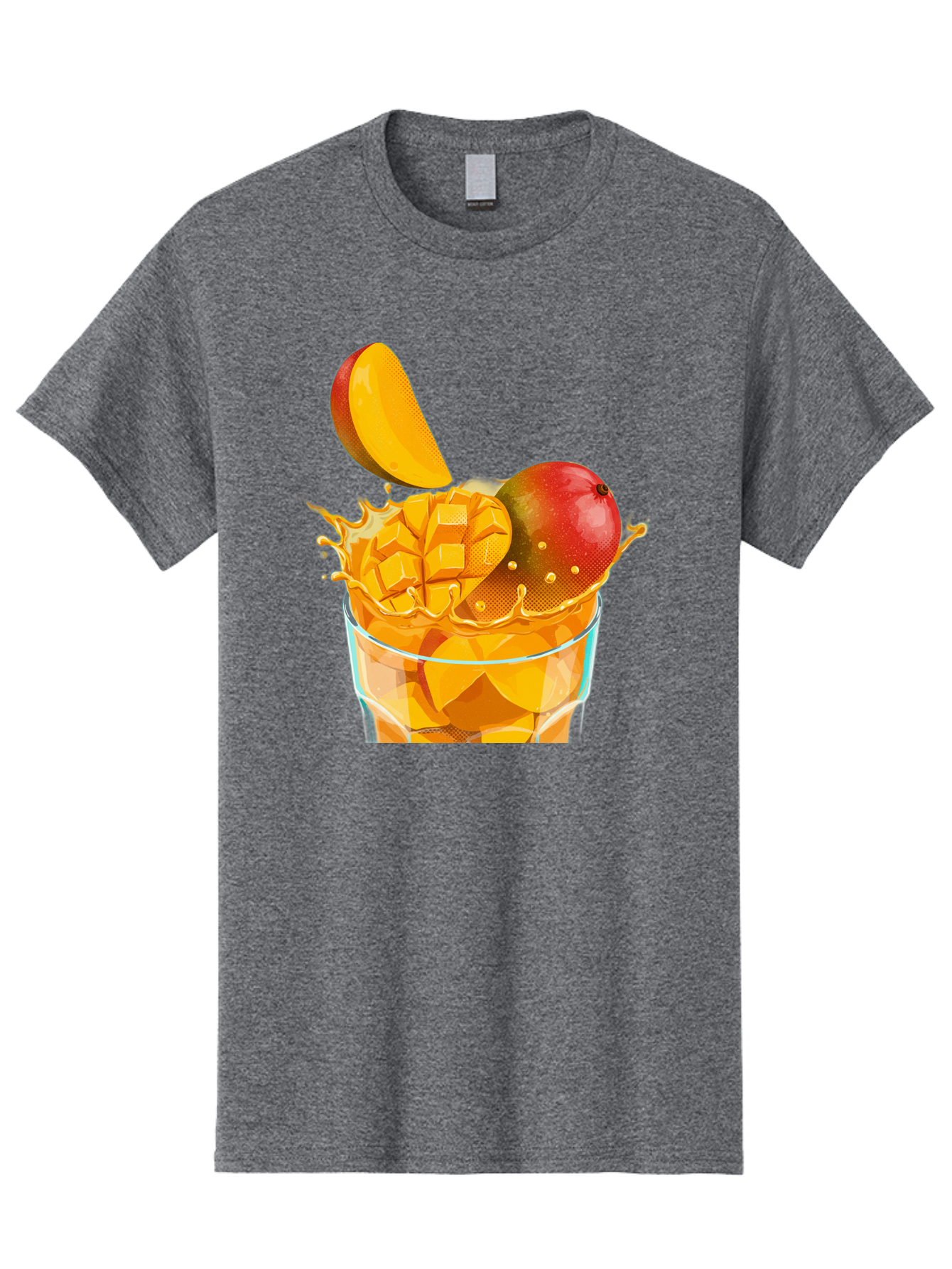Mango-Smoothie-6 Men'S Graphic Tee, 100% Cotton, Comfortable Casual Summer Wear, Machine Washable, Fresh Mango, Mango Juice, Sliced Mango, Fruit Salad, Summer Drink, Fresh Fruit, Healthy Beverage, Tropical Flavors, Mango Chunks, Bac158
