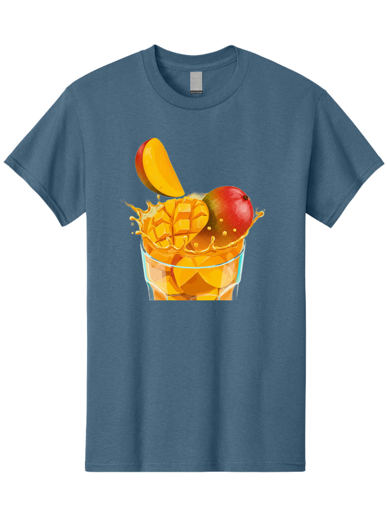 Mango-Smoothie-6 Men'S Graphic Tee, 100% Cotton, Comfortable Casual Summer Wear, Machine Washable, Fresh Mango, Mango Juice, Sliced Mango, Fruit Salad, Summer Drink, Fresh Fruit, Healthy Beverage, Tropical Flavors, Mango Chunks, Bac158