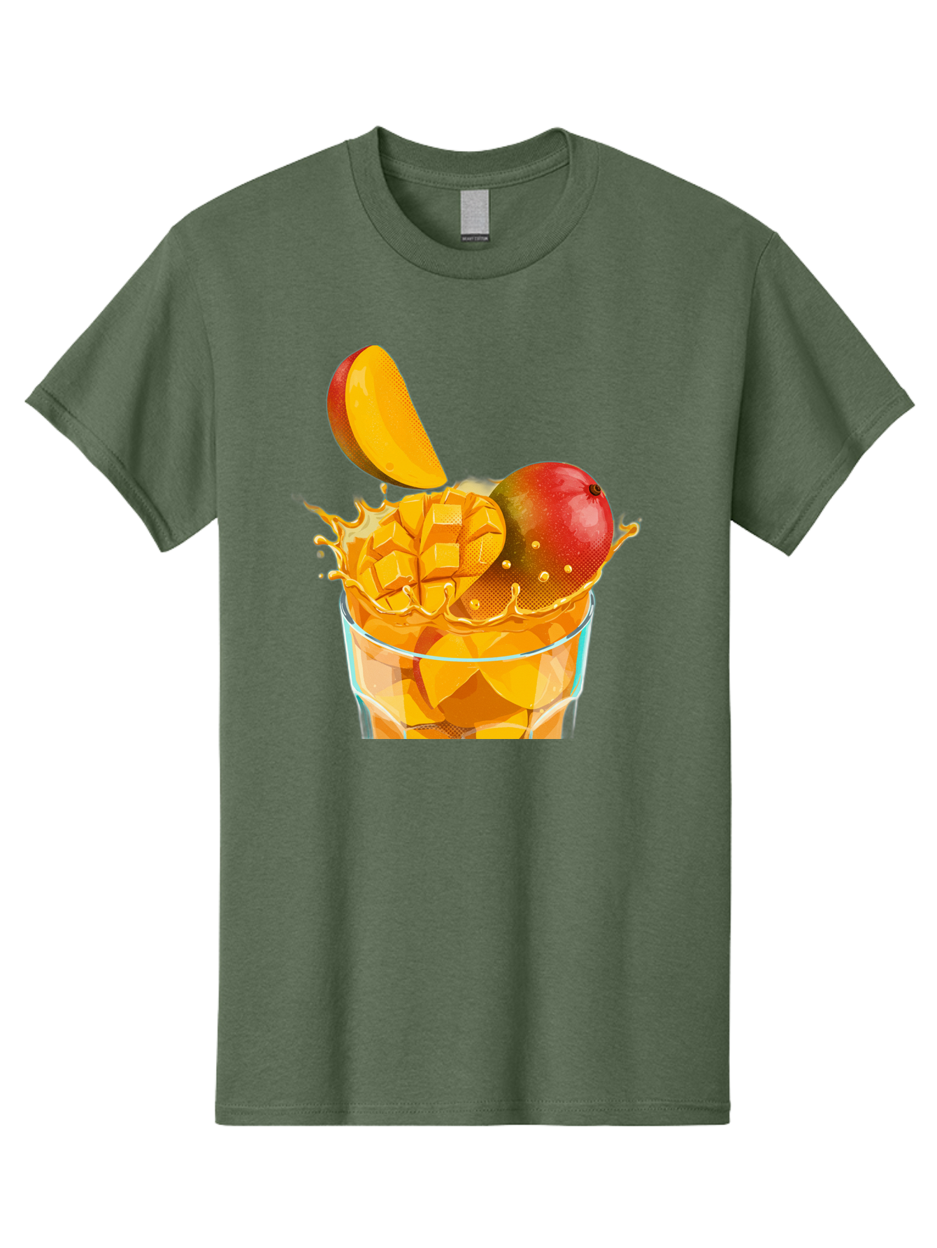 Mango-Smoothie-6 Men'S Graphic Tee, 100% Cotton, Comfortable Casual Summer Wear, Machine Washable, Fresh Mango, Mango Juice, Sliced Mango, Fruit Salad, Summer Drink, Fresh Fruit, Healthy Beverage, Tropical Flavors, Mango Chunks, Bac158