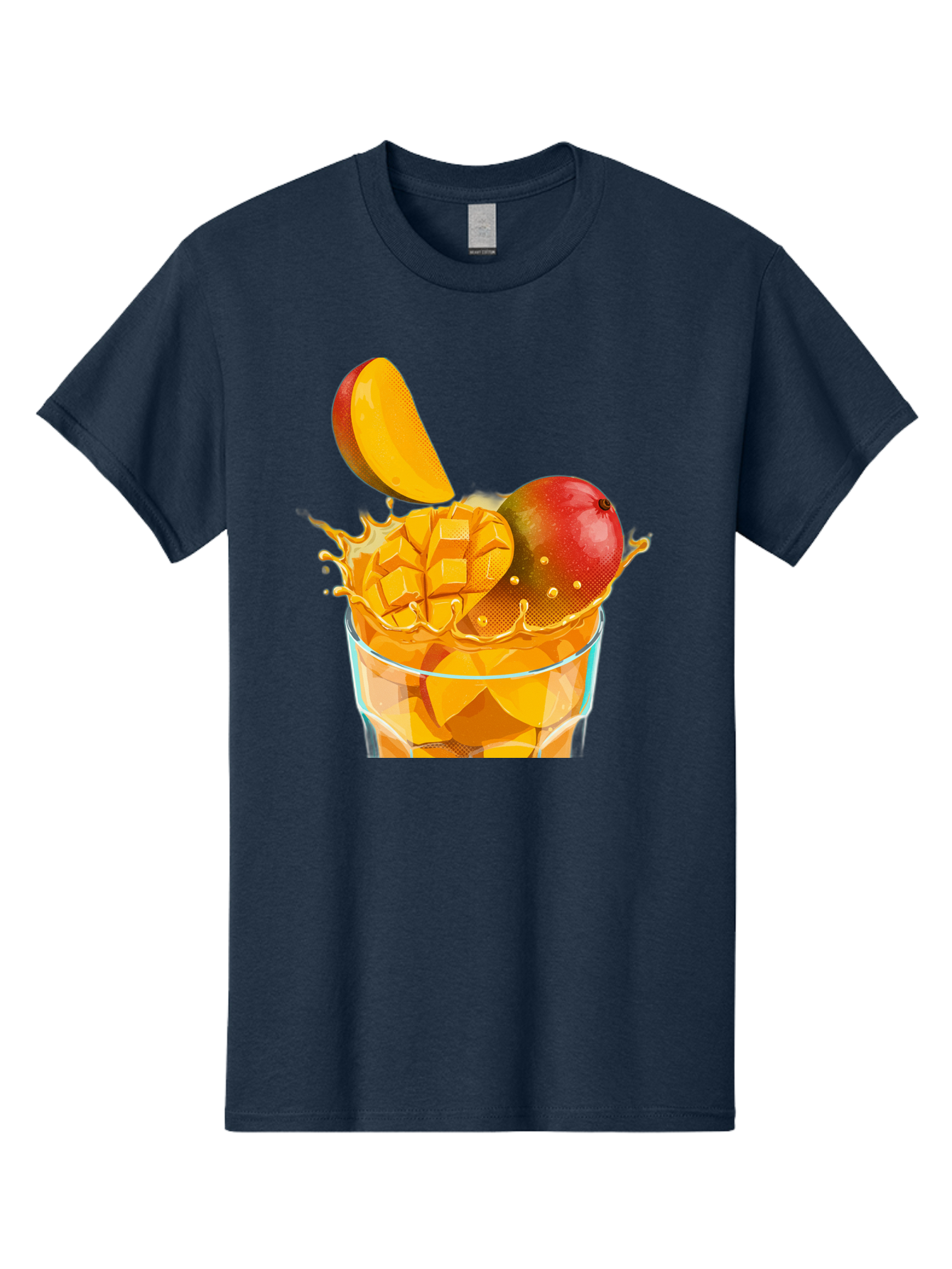 Mango-Smoothie-6 Men'S Graphic Tee, 100% Cotton, Comfortable Casual Summer Wear, Machine Washable, Fresh Mango, Mango Juice, Sliced Mango, Fruit Salad, Summer Drink, Fresh Fruit, Healthy Beverage, Tropical Flavors, Mango Chunks, Bac158
