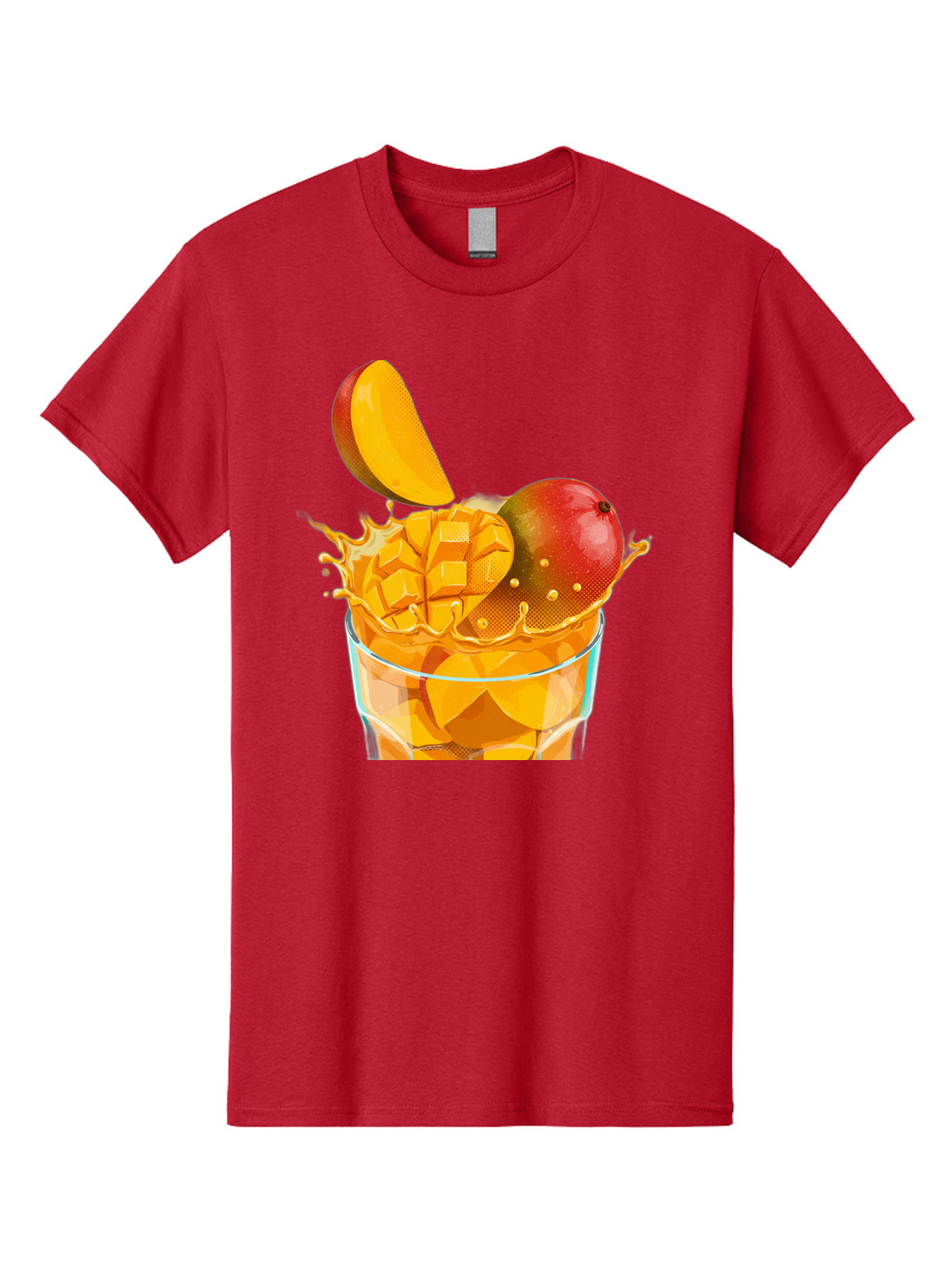 Mango-Smoothie-6 Men'S Graphic Tee, 100% Cotton, Comfortable Casual Summer Wear, Machine Washable, Fresh Mango, Mango Juice, Sliced Mango, Fruit Salad, Summer Drink, Fresh Fruit, Healthy Beverage, Tropical Flavors, Mango Chunks, Bac158