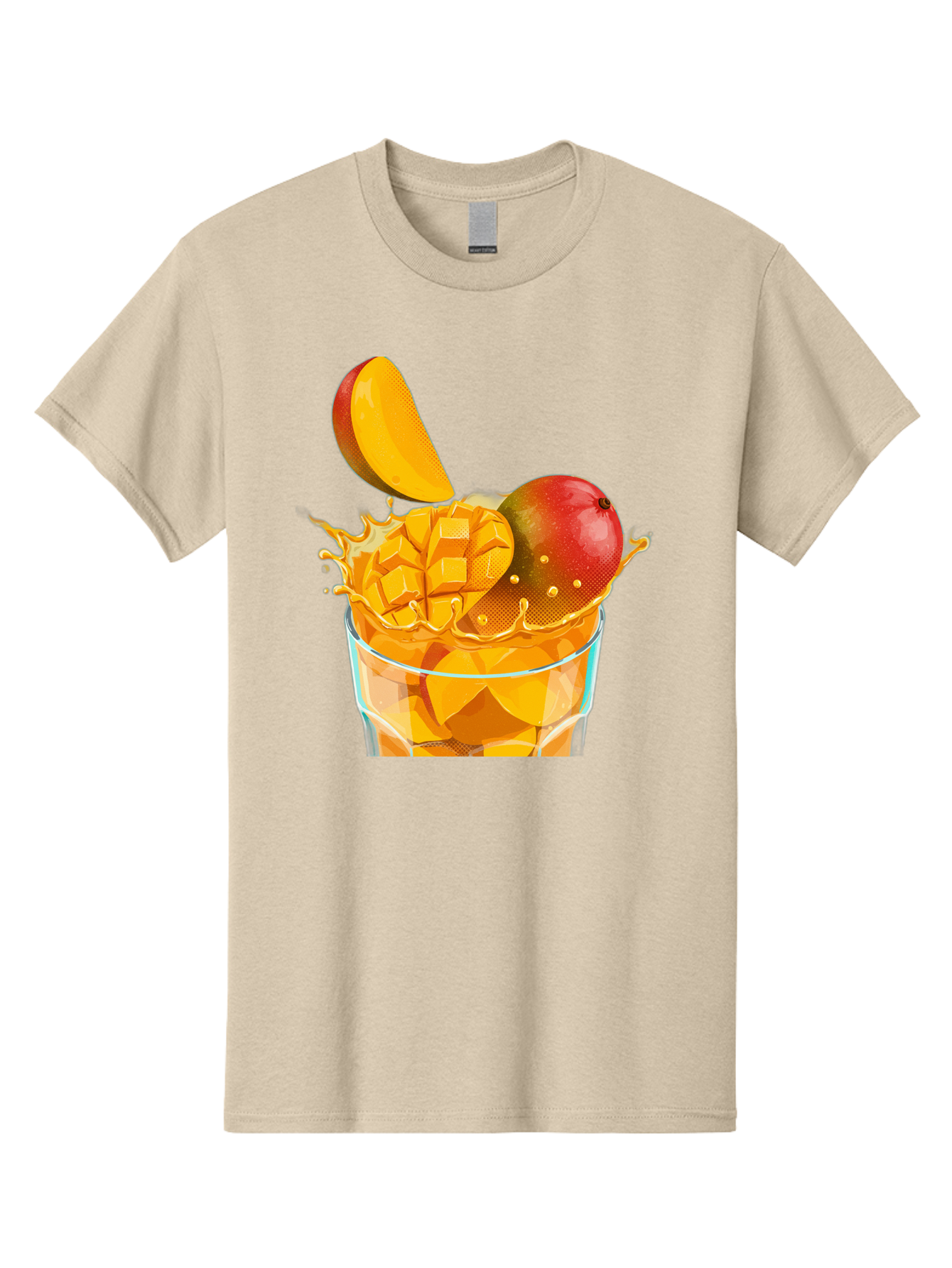 Mango-Smoothie-6 Men'S Graphic Tee, 100% Cotton, Comfortable Casual Summer Wear, Machine Washable, Fresh Mango, Mango Juice, Sliced Mango, Fruit Salad, Summer Drink, Fresh Fruit, Healthy Beverage, Tropical Flavors, Mango Chunks, Bac158