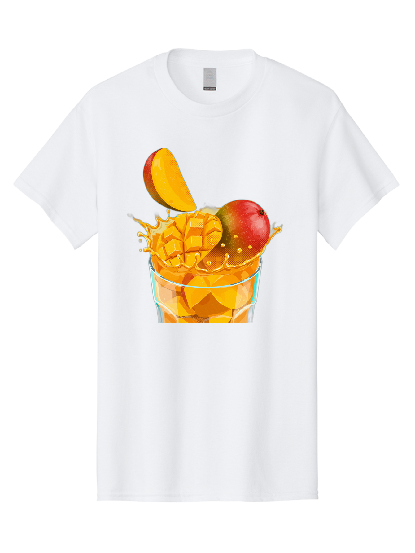 Mango-Smoothie-6 Men'S Graphic Tee, 100% Cotton, Comfortable Casual Summer Wear, Machine Washable, Fresh Mango, Mango Juice, Sliced Mango, Fruit Salad, Summer Drink, Fresh Fruit, Healthy Beverage, Tropical Flavors, Mango Chunks, Bac158