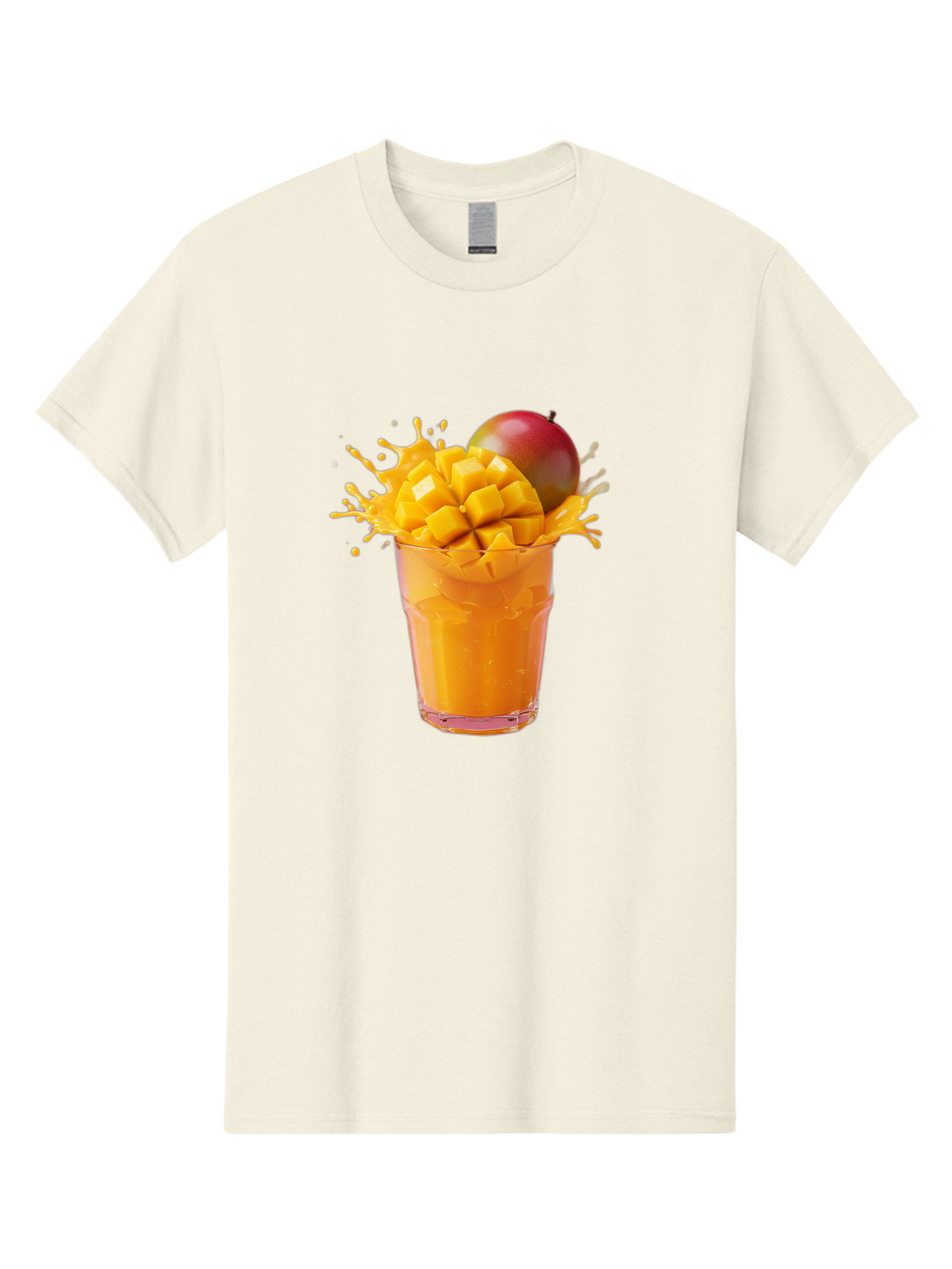 Mango-Smoothie-7 Men'S Graphic Tee, 100% Cotton, Comfortable Casual Summer Wear, Machine Washable, Mango Smoothie, Fresh Mango, Tropical Drink, Vibrant Colors, Healthy Beverage, Refreshing Drink, Summer Refreshment, Mango Chunks, Mango Juice Bac159