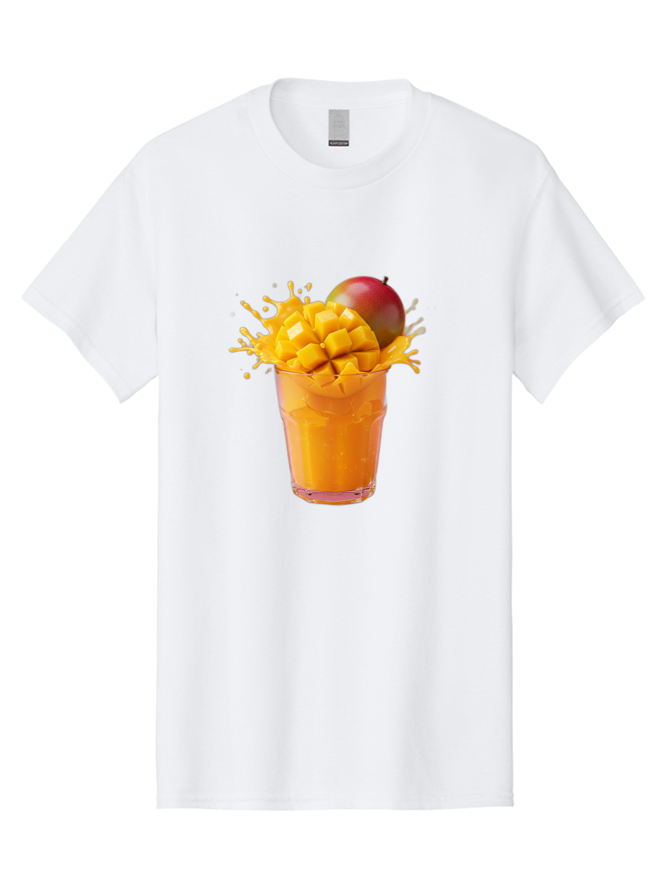 Mango-Smoothie-7 Men'S Graphic Tee, 100% Cotton, Comfortable Casual Summer Wear, Machine Washable, Mango Smoothie, Fresh Mango, Tropical Drink, Vibrant Colors, Healthy Beverage, Refreshing Drink, Summer Refreshment, Mango Chunks, Mango Juice Bac159