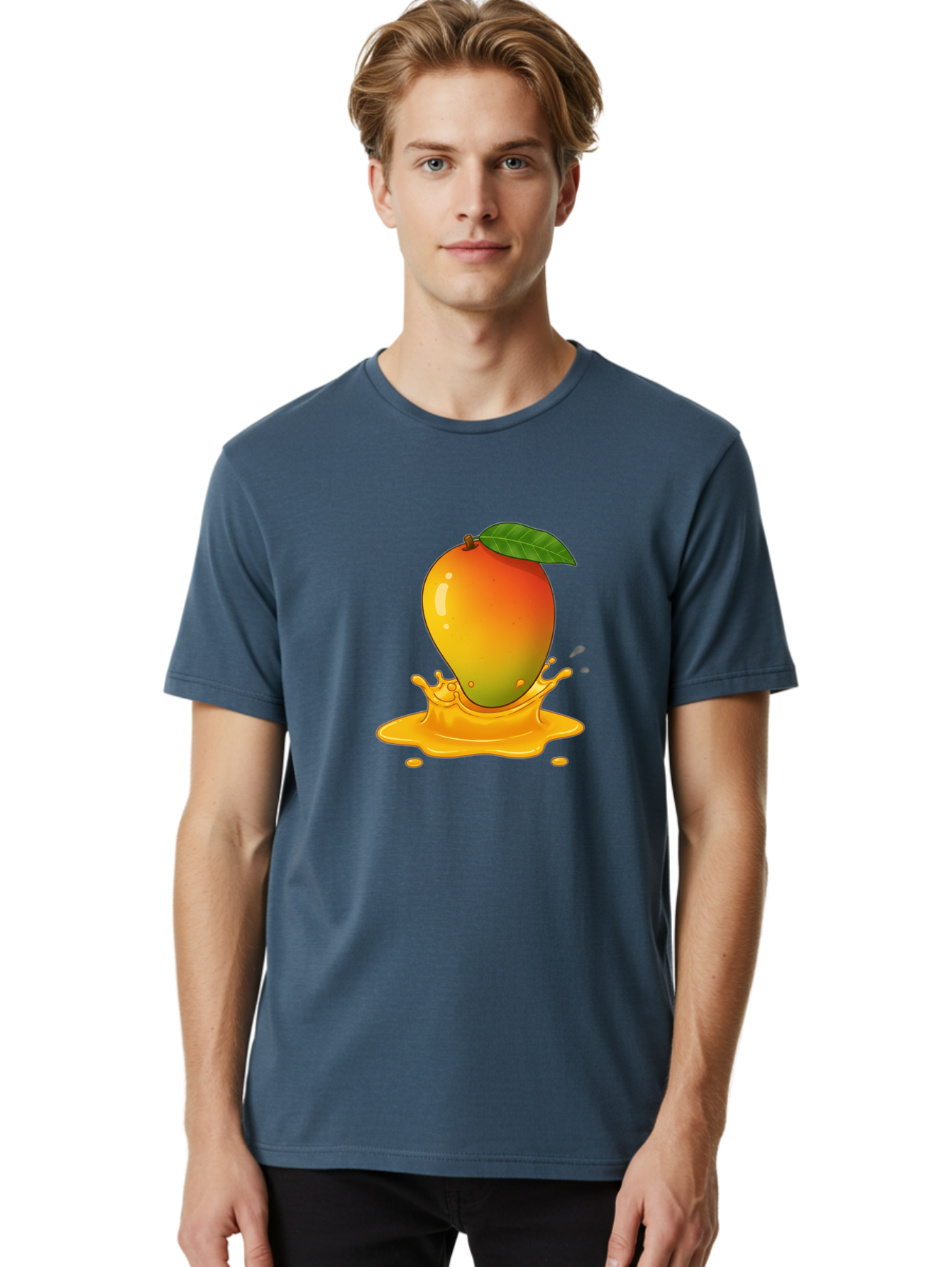Mango-Splash-1 Men'S Graphic Tee, 100% Cotton, Comfortable Casual Summer Wear, Machine Washable, Juicy Mango, Vibrant Colors, Splashing Juice, Fresh Fruit, Tropical Flavors, Sweet Treats, Summertime, Refreshing Drinks Bac161