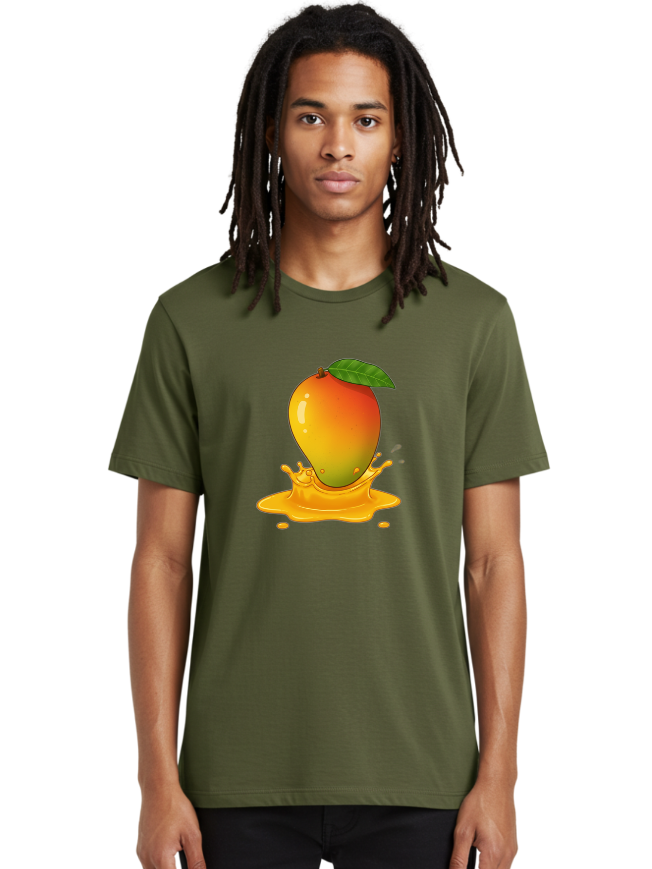 Mango-Splash-1 Men'S Graphic Tee, 100% Cotton, Comfortable Casual Summer Wear, Machine Washable, Juicy Mango, Vibrant Colors, Splashing Juice, Fresh Fruit, Tropical Flavors, Sweet Treats, Summertime, Refreshing Drinks Bac161