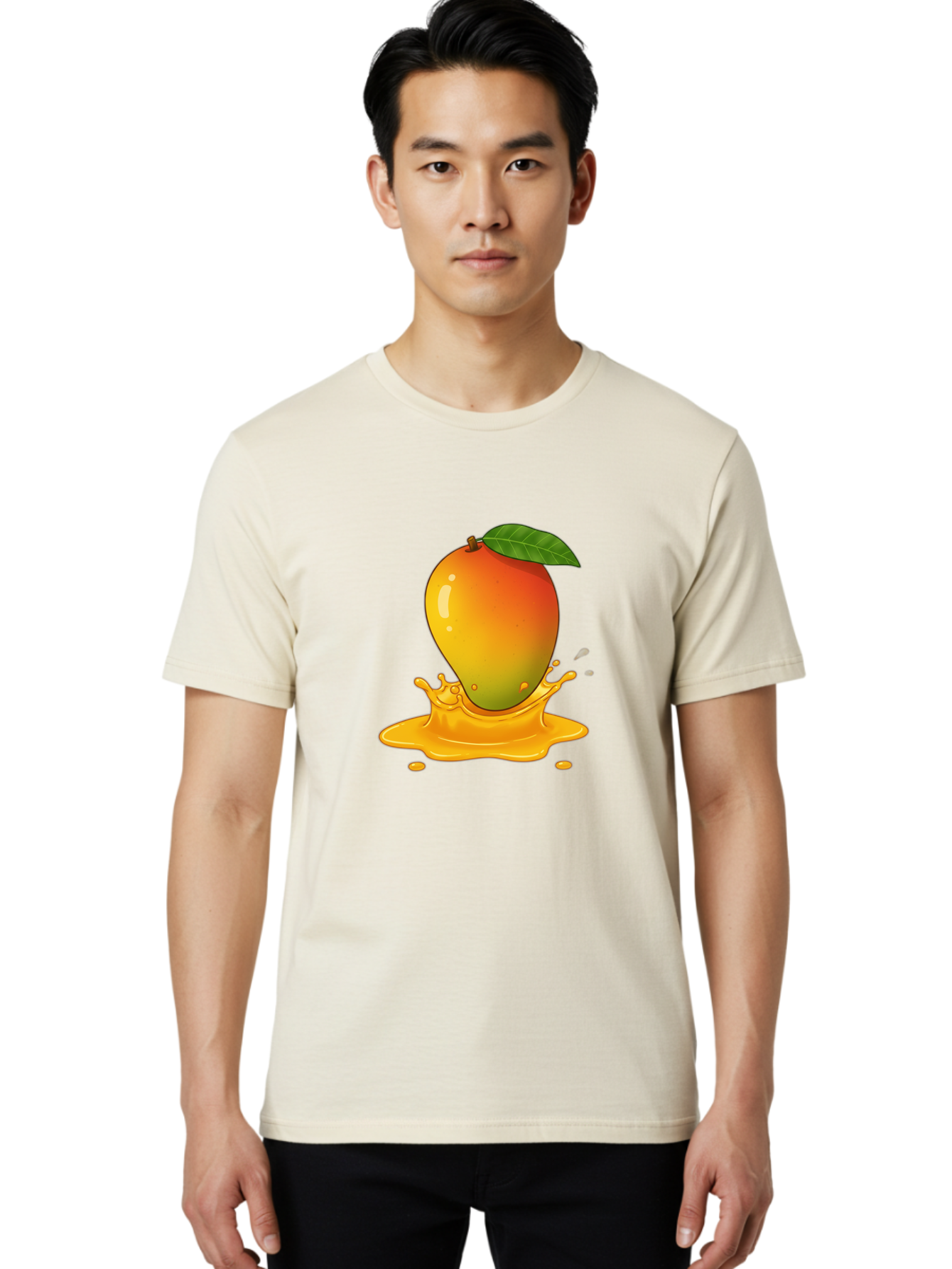 Mango-Splash-1 Men'S Graphic Tee, 100% Cotton, Comfortable Casual Summer Wear, Machine Washable, Juicy Mango, Vibrant Colors, Splashing Juice, Fresh Fruit, Tropical Flavors, Sweet Treats, Summertime, Refreshing Drinks Bac161