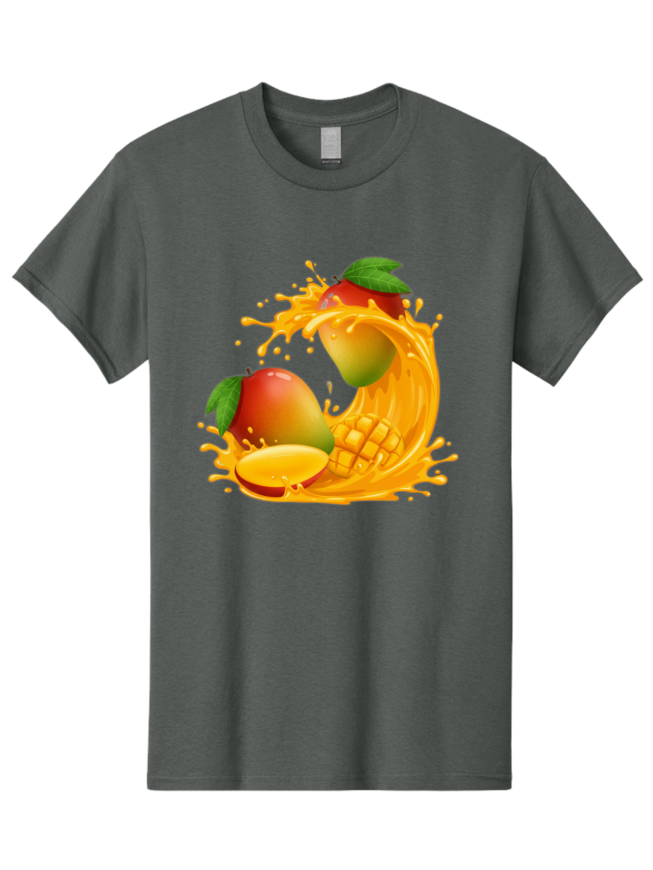 Mango-Splash-4 Men'S Graphic Tee, 100% Cotton, Comfortable Casual Summer Wear, Machine Washable, Mango Fruit, Juicy Mango, Mango Slice, Mango Juice Splash, Mango Chunks, Fresh Mango, Ripe Mango, Tropical Fruit Bac164