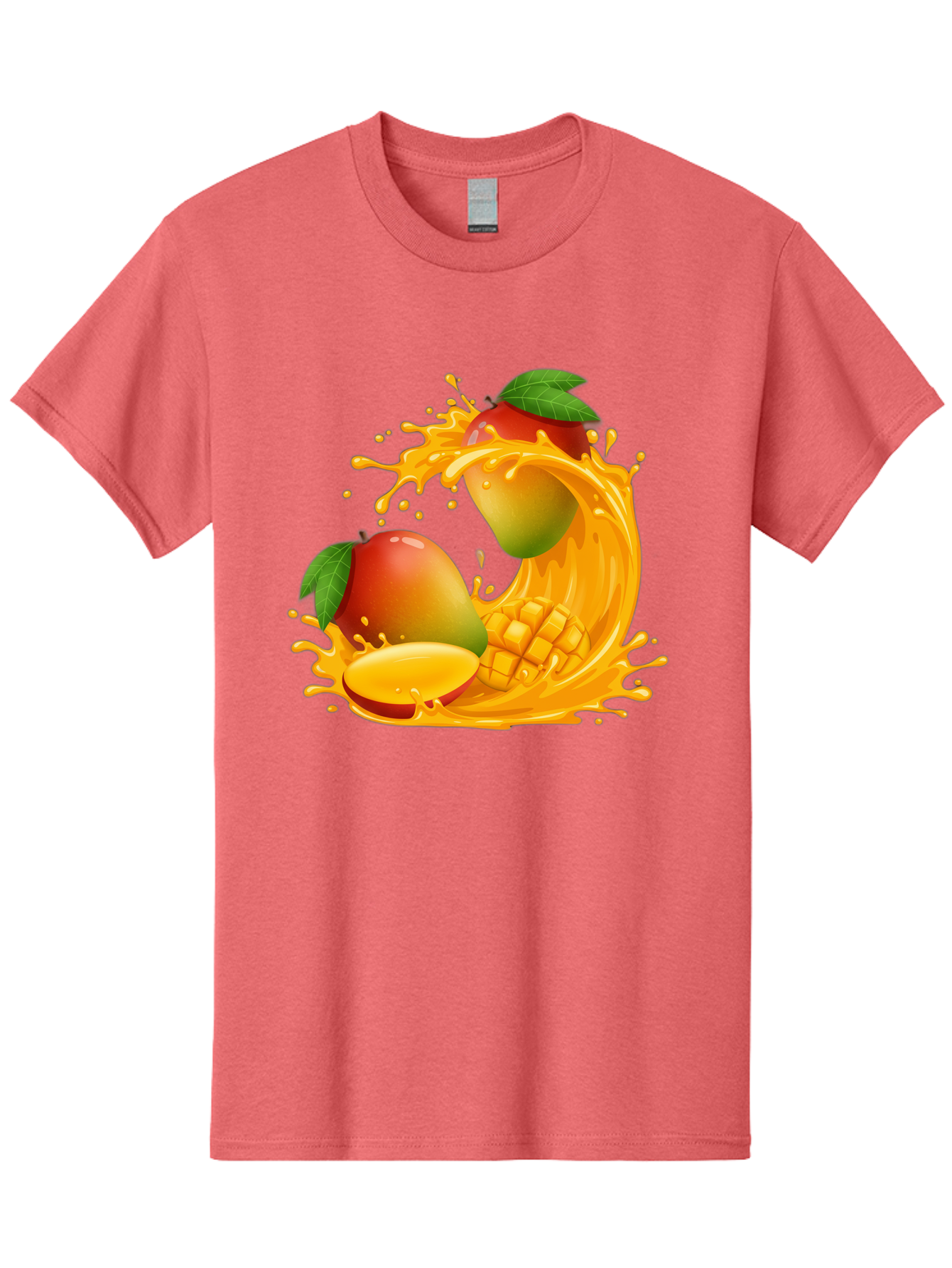 Mango-Splash-4 Men'S Graphic Tee, 100% Cotton, Comfortable Casual Summer Wear, Machine Washable, Mango Fruit, Juicy Mango, Mango Slice, Mango Juice Splash, Mango Chunks, Fresh Mango, Ripe Mango, Tropical Fruit Bac164