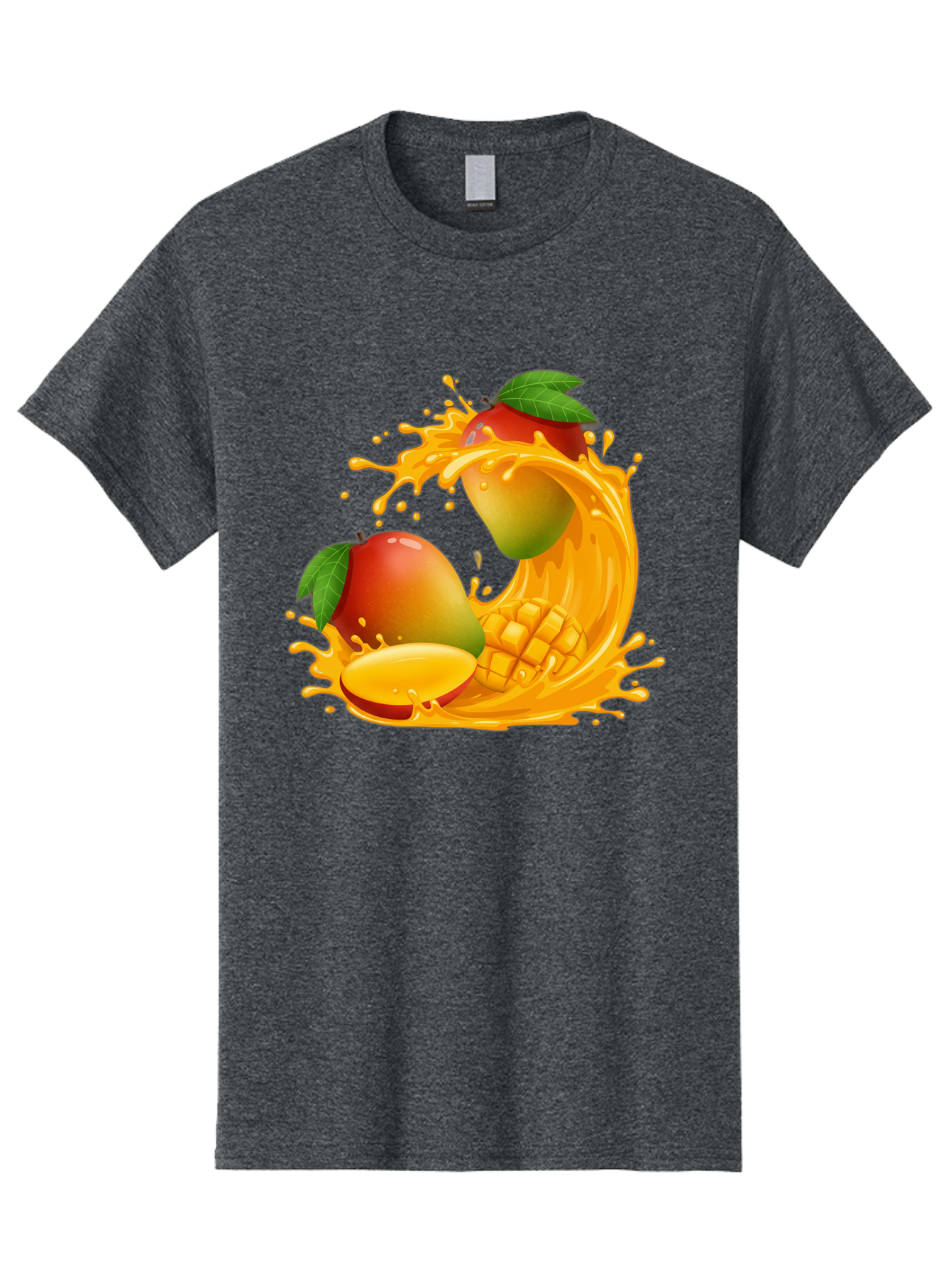 Mango-Splash-4 Men'S Graphic Tee, 100% Cotton, Comfortable Casual Summer Wear, Machine Washable, Mango Fruit, Juicy Mango, Mango Slice, Mango Juice Splash, Mango Chunks, Fresh Mango, Ripe Mango, Tropical Fruit Bac164