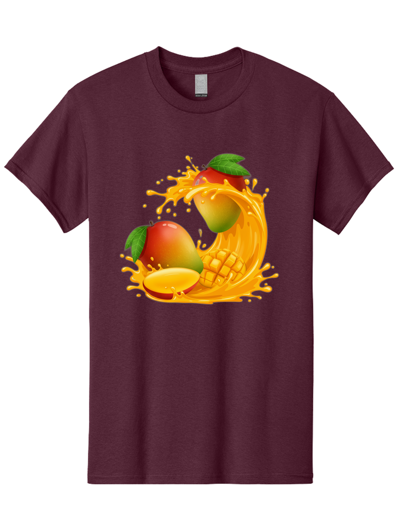 Mango-Splash-4 Men'S Graphic Tee, 100% Cotton, Comfortable Casual Summer Wear, Machine Washable, Mango Fruit, Juicy Mango, Mango Slice, Mango Juice Splash, Mango Chunks, Fresh Mango, Ripe Mango, Tropical Fruit Bac164