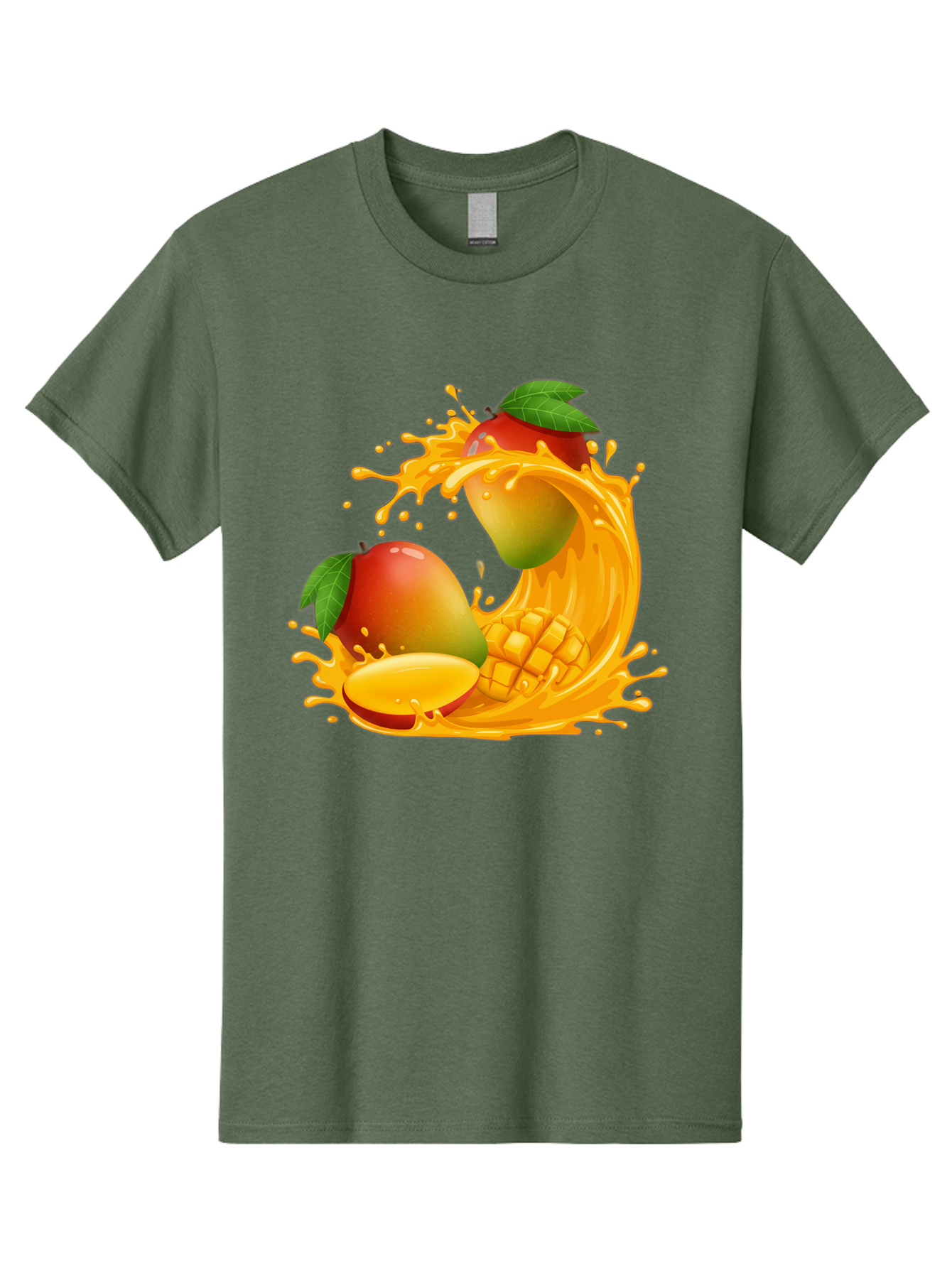 Mango-Splash-4 Men'S Graphic Tee, 100% Cotton, Comfortable Casual Summer Wear, Machine Washable, Mango Fruit, Juicy Mango, Mango Slice, Mango Juice Splash, Mango Chunks, Fresh Mango, Ripe Mango, Tropical Fruit Bac164