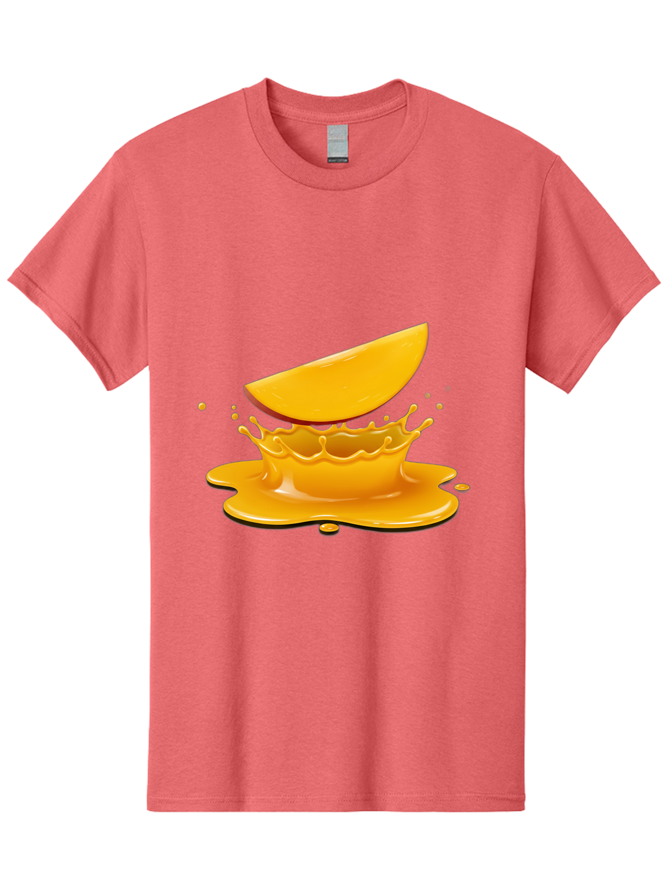 Mango-Splash Men'S Graphic Tee, 100% Cotton, Comfortable Casual Summer Wear, Machine Washable, Mango Slice, Juice Splash, Vibrant Orange, Fruity Scene, Splashing Juice, Summer Drink, Tropical Flavors, Refreshing Drink, Healthy Snack Bac165