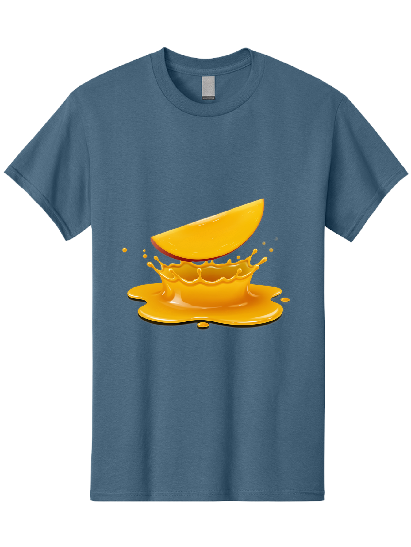 Mango-Splash Men'S Graphic Tee, 100% Cotton, Comfortable Casual Summer Wear, Machine Washable, Mango Slice, Juice Splash, Vibrant Orange, Fruity Scene, Splashing Juice, Summer Drink, Tropical Flavors, Refreshing Drink, Healthy Snack Bac165