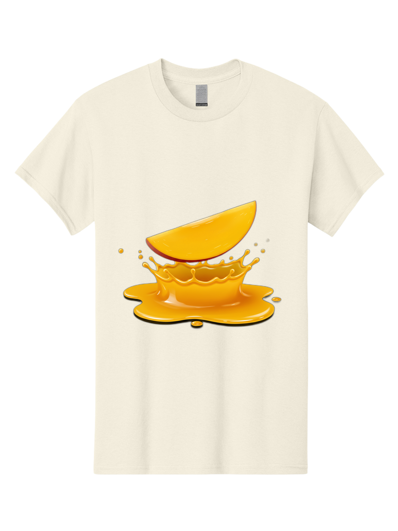 Mango-Splash Men'S Graphic Tee, 100% Cotton, Comfortable Casual Summer Wear, Machine Washable, Mango Slice, Juice Splash, Vibrant Orange, Fruity Scene, Splashing Juice, Summer Drink, Tropical Flavors, Refreshing Drink, Healthy Snack Bac165