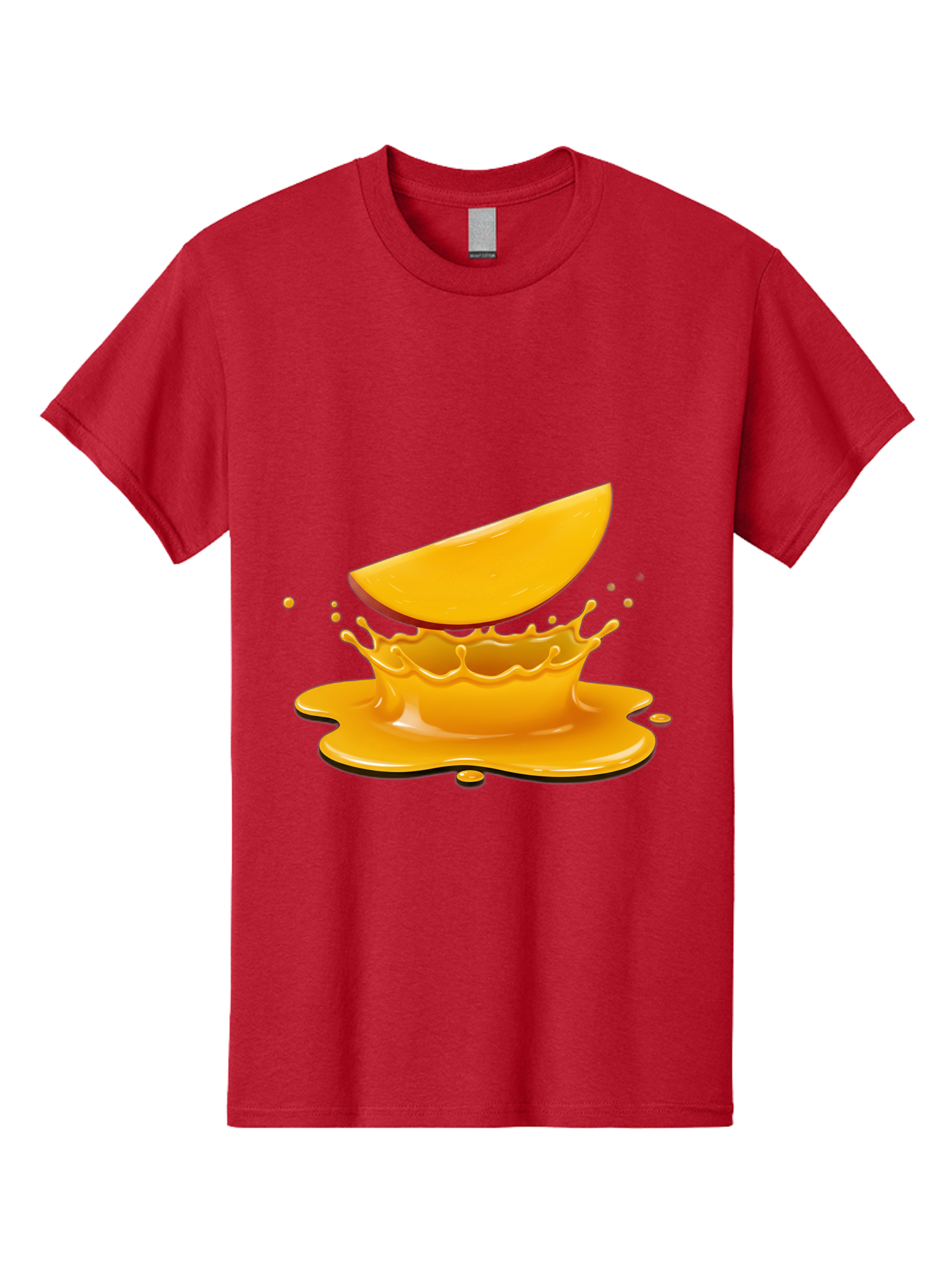 Mango-Splash Men'S Graphic Tee, 100% Cotton, Comfortable Casual Summer Wear, Machine Washable, Mango Slice, Juice Splash, Vibrant Orange, Fruity Scene, Splashing Juice, Summer Drink, Tropical Flavors, Refreshing Drink, Healthy Snack Bac165
