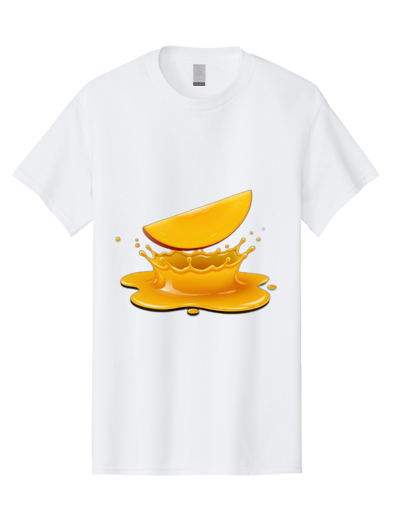 Mango-Splash Men'S Graphic Tee, 100% Cotton, Comfortable Casual Summer Wear, Machine Washable, Mango Slice, Juice Splash, Vibrant Orange, Fruity Scene, Splashing Juice, Summer Drink, Tropical Flavors, Refreshing Drink, Healthy Snack Bac165
